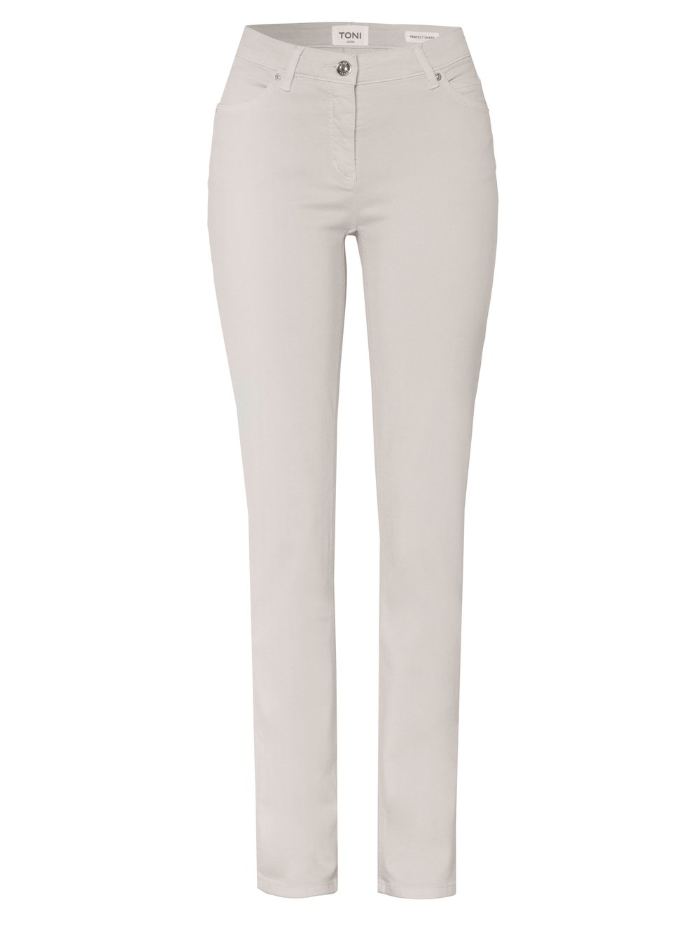 Damenjeans Perfect Shape Slim in light grey, Slim-Fit Jeans aus Colour Denim, freigestellte Produktansicht