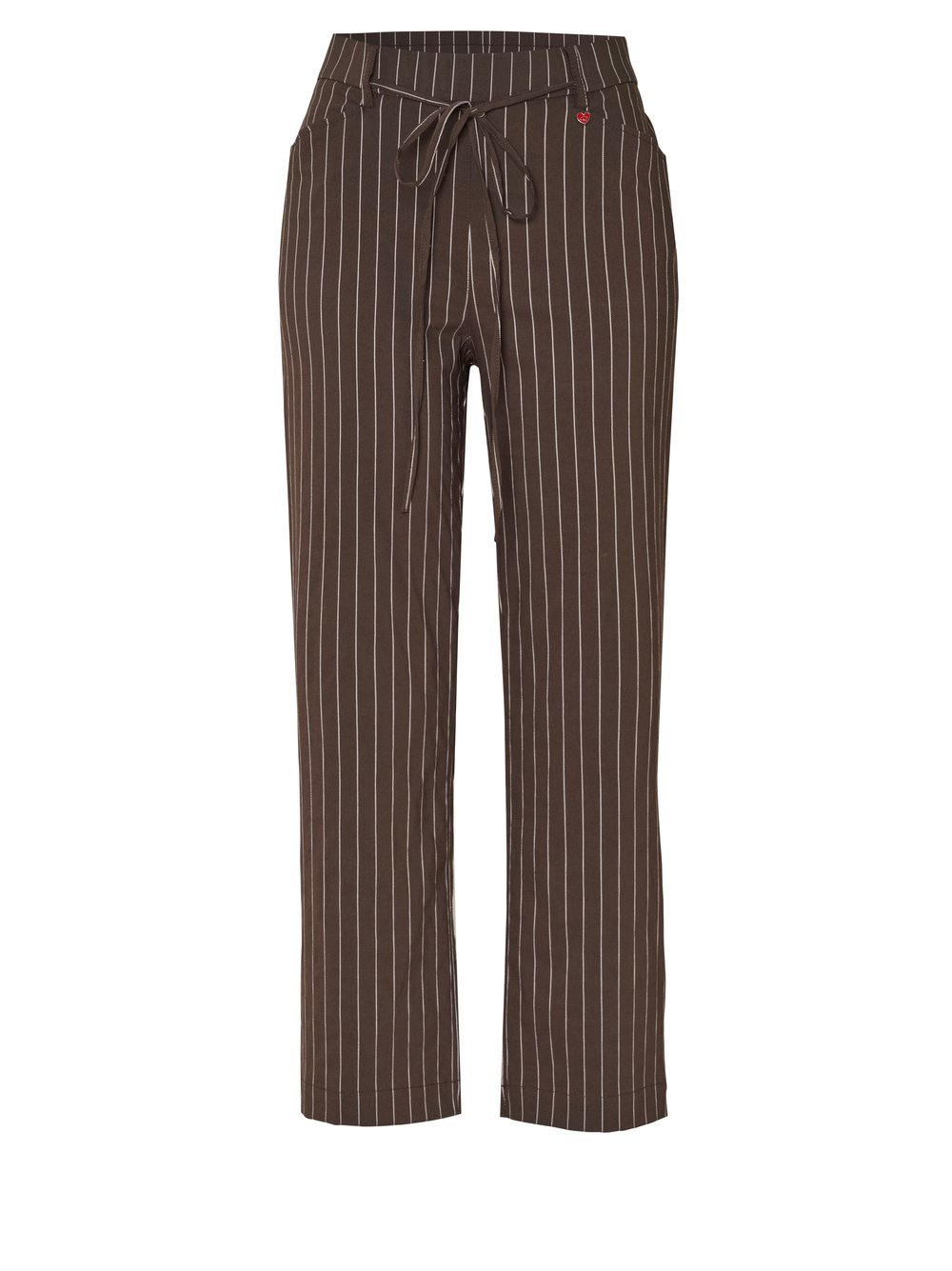 Damenhose Scarlet 3/4 in dark brown, Entspannte 3/4-Hose mit Streifen, freigestellte Produktansicht