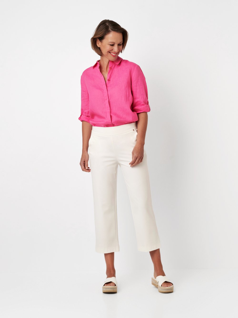 Entspannte 3/4-Hose | Style »Scarlet« offwhite