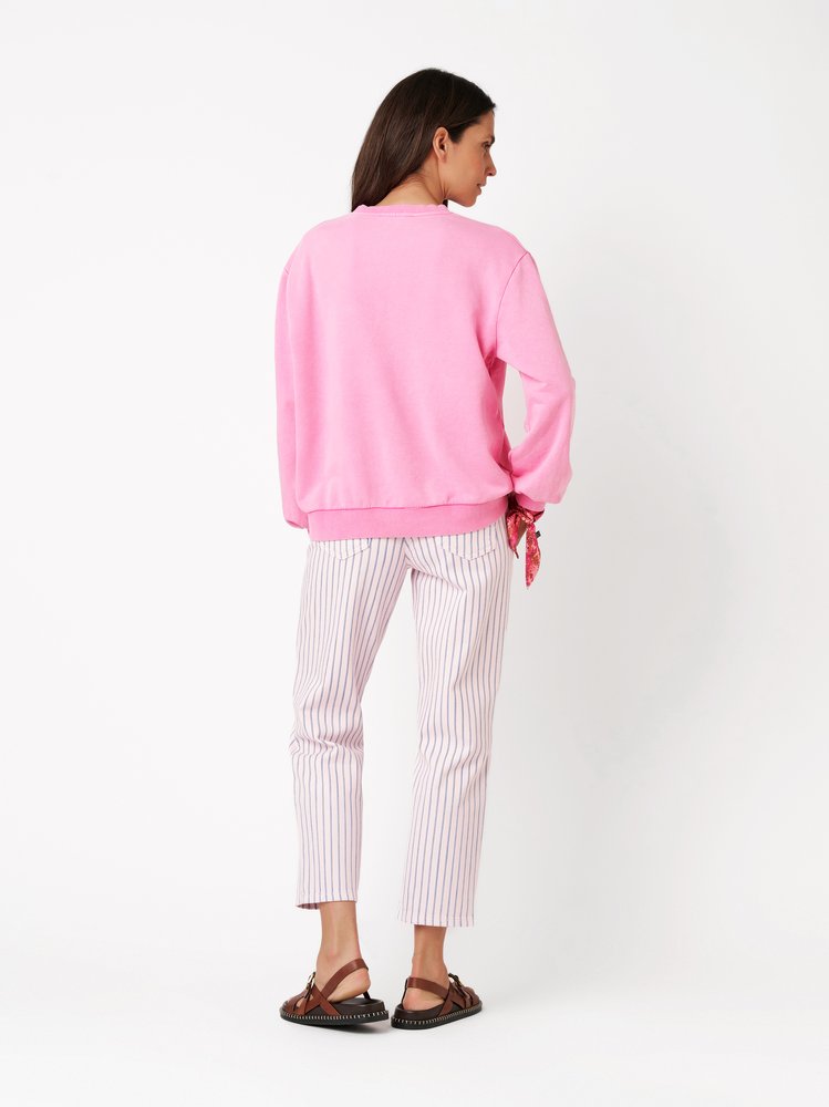 Damensweatshirt Esme in pink, softes Sweatshirt, Rueckansicht am Model getragen