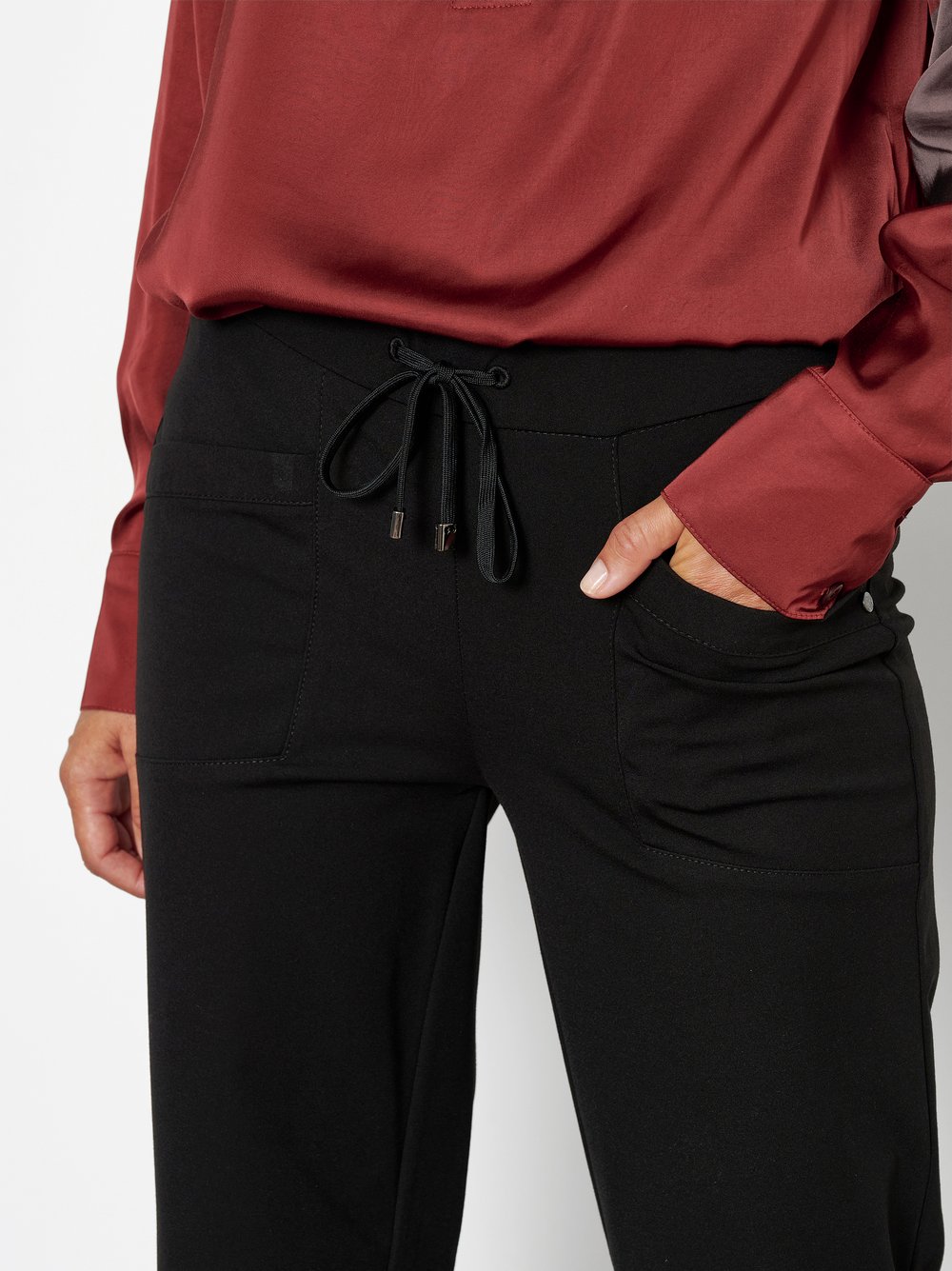 Wide-Leg Hose mit Tunnelzug | Style »Sue Wide« Schwarz