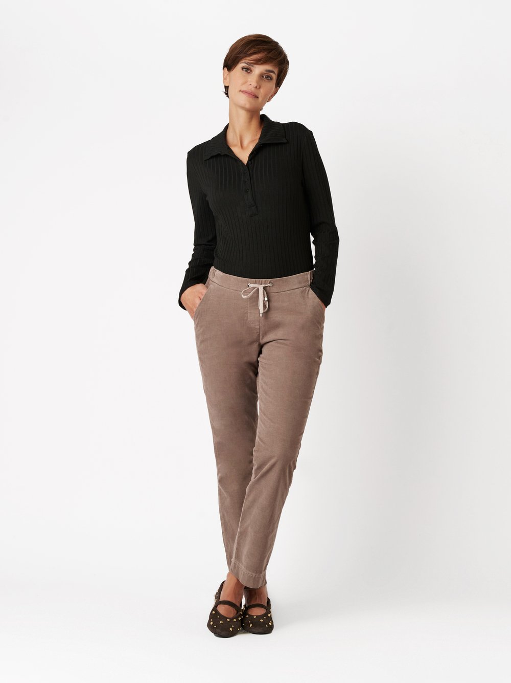 Trousers Sue taupe outfit view