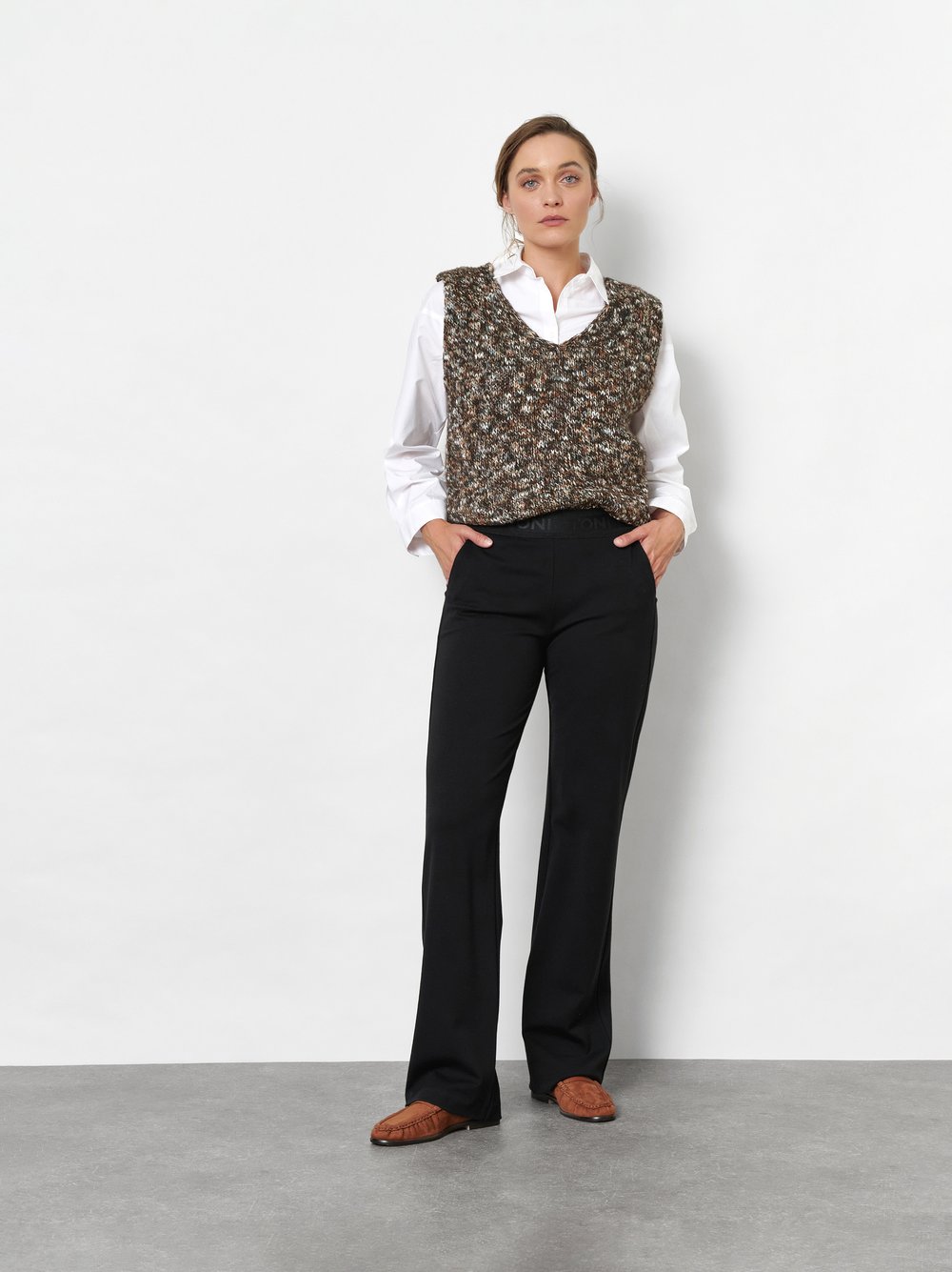 Wide-Leg Hose mit sportivem Bund | Style »Jenny Wide« Schwarz