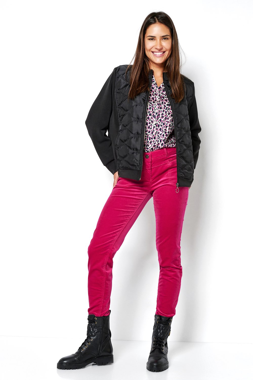 Cordhose mit Rahmentaschen | Style »Perfect Shape« pink