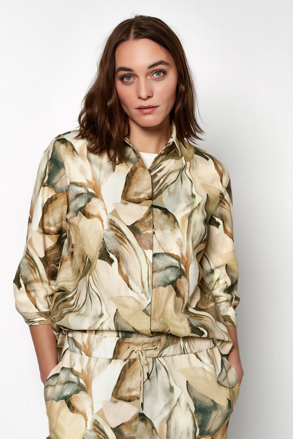 Leinenhemd mit Naturdruck | Style »Clay« multicolour beige