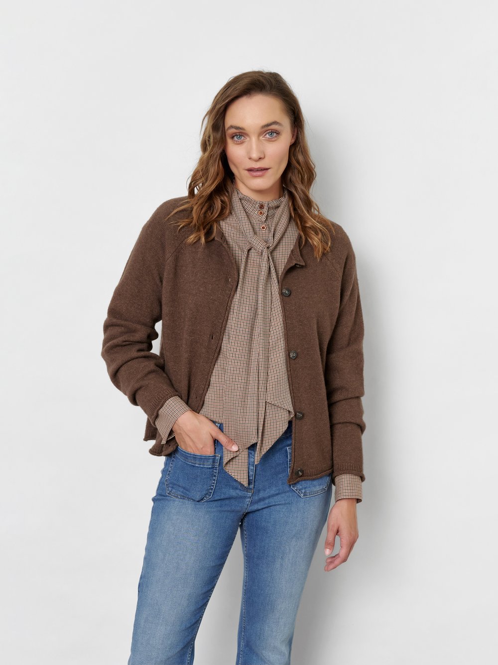 Feinstrickcardigan mit Kaschmir | Style »Holy« Braun