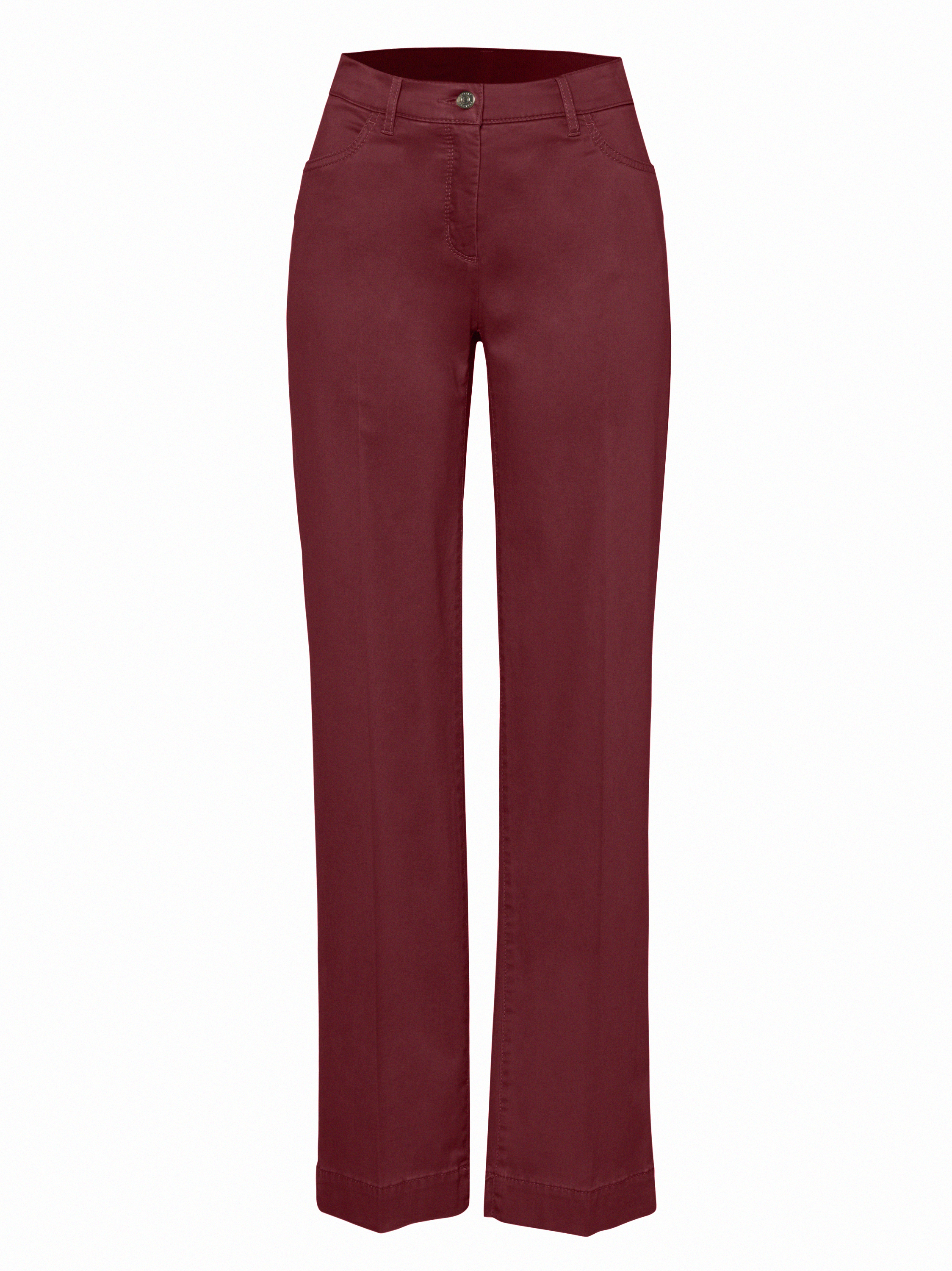 Damenhose Jenny Wide in Beere, wide-Leg Hose aus Baumwollsatin, freigestellte Produktansicht