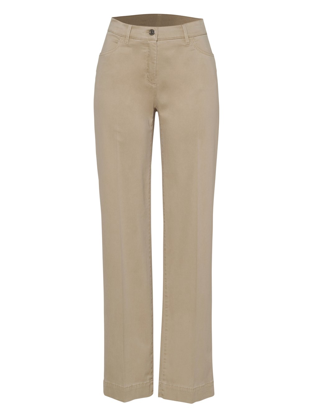 Damenhose Jenny Wide in Sand, wide-Leg Hose aus Baumwollsatin, freigestellte Produktansicht