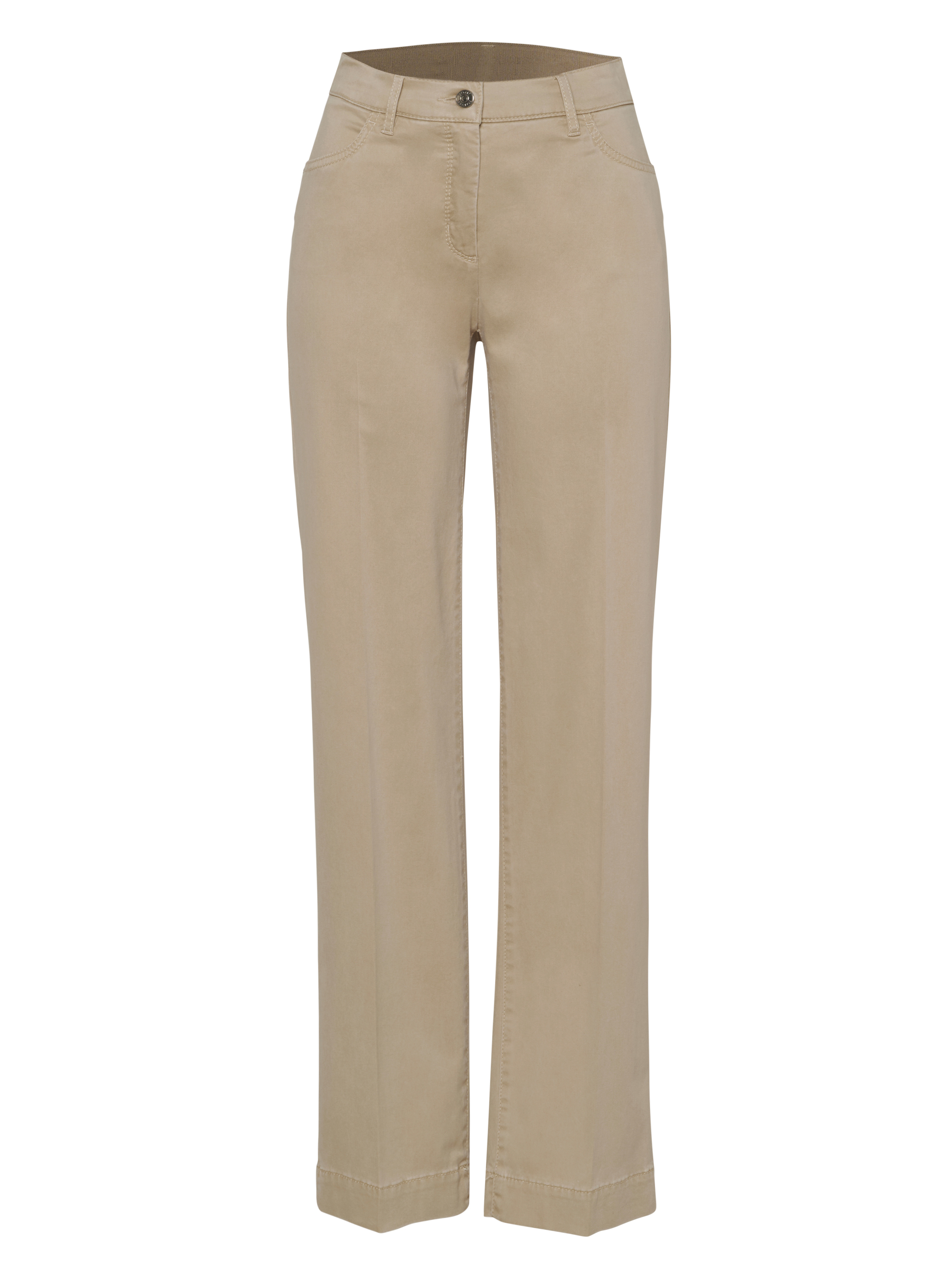 Damenhose Jenny Wide in Sand, wide-Leg Hose aus Baumwollsatin, freigestellte Produktansicht