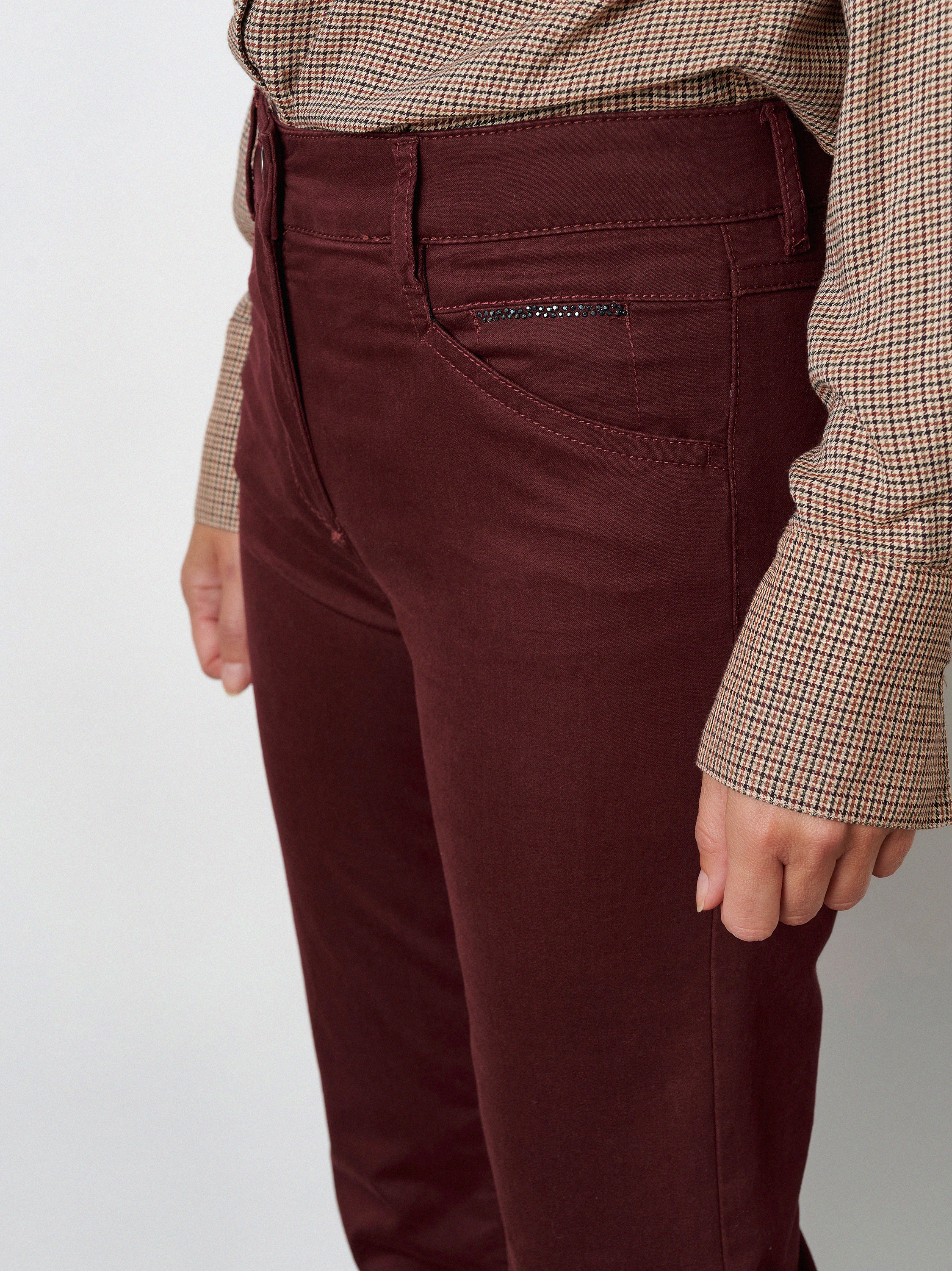 Womens trousers Be Loved in Bordeaux, regular-fit trousers with rhinestone detail, second detail view