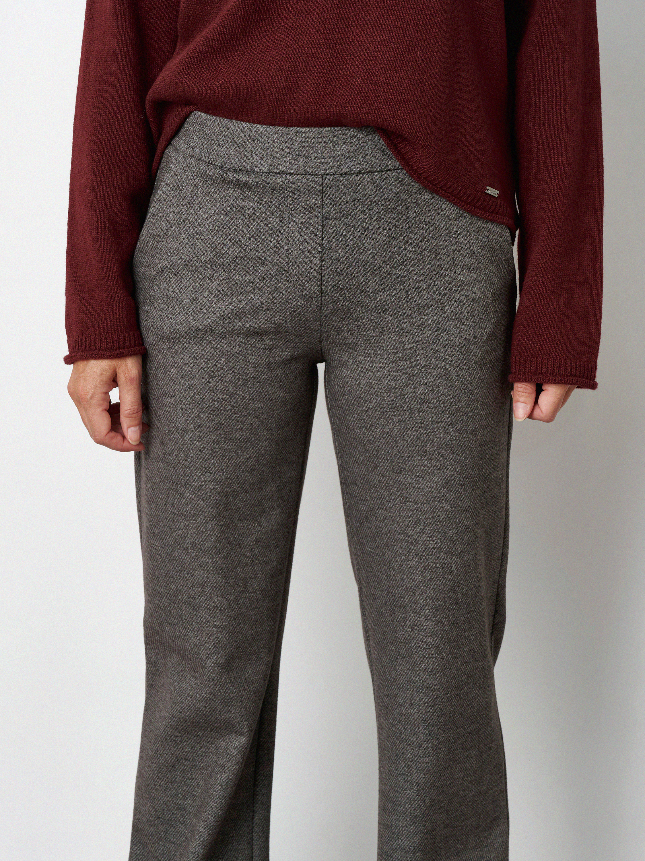 Womens trousers Jenny Wide in Dark Grey, wide leg trousers in a melange look, detail view