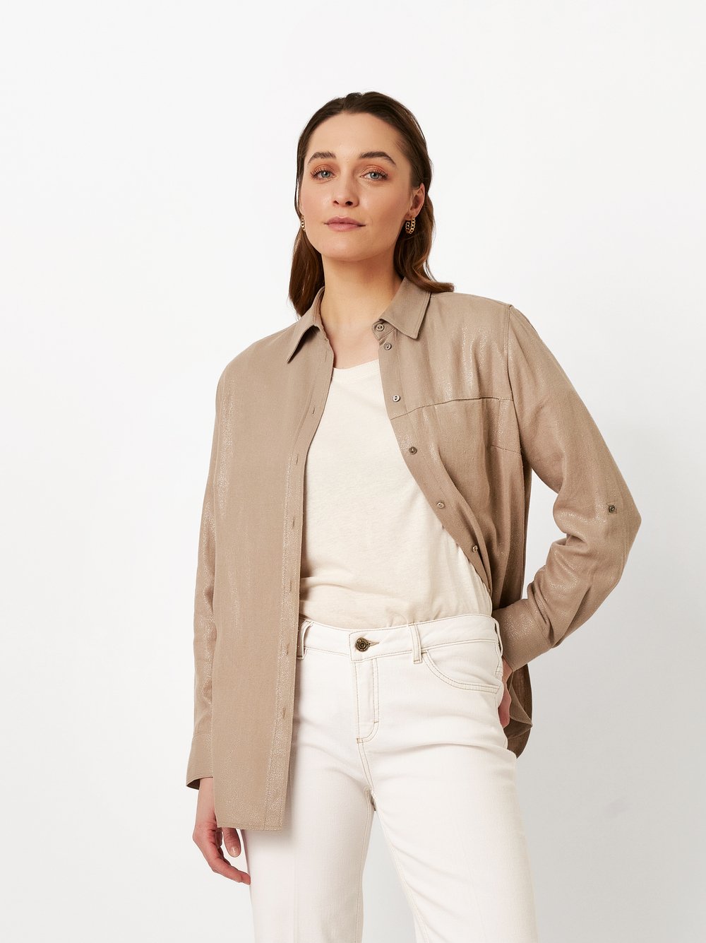 Bluse Alma taupe Vorderansicht Bluse Alma taupe Vorderansicht
