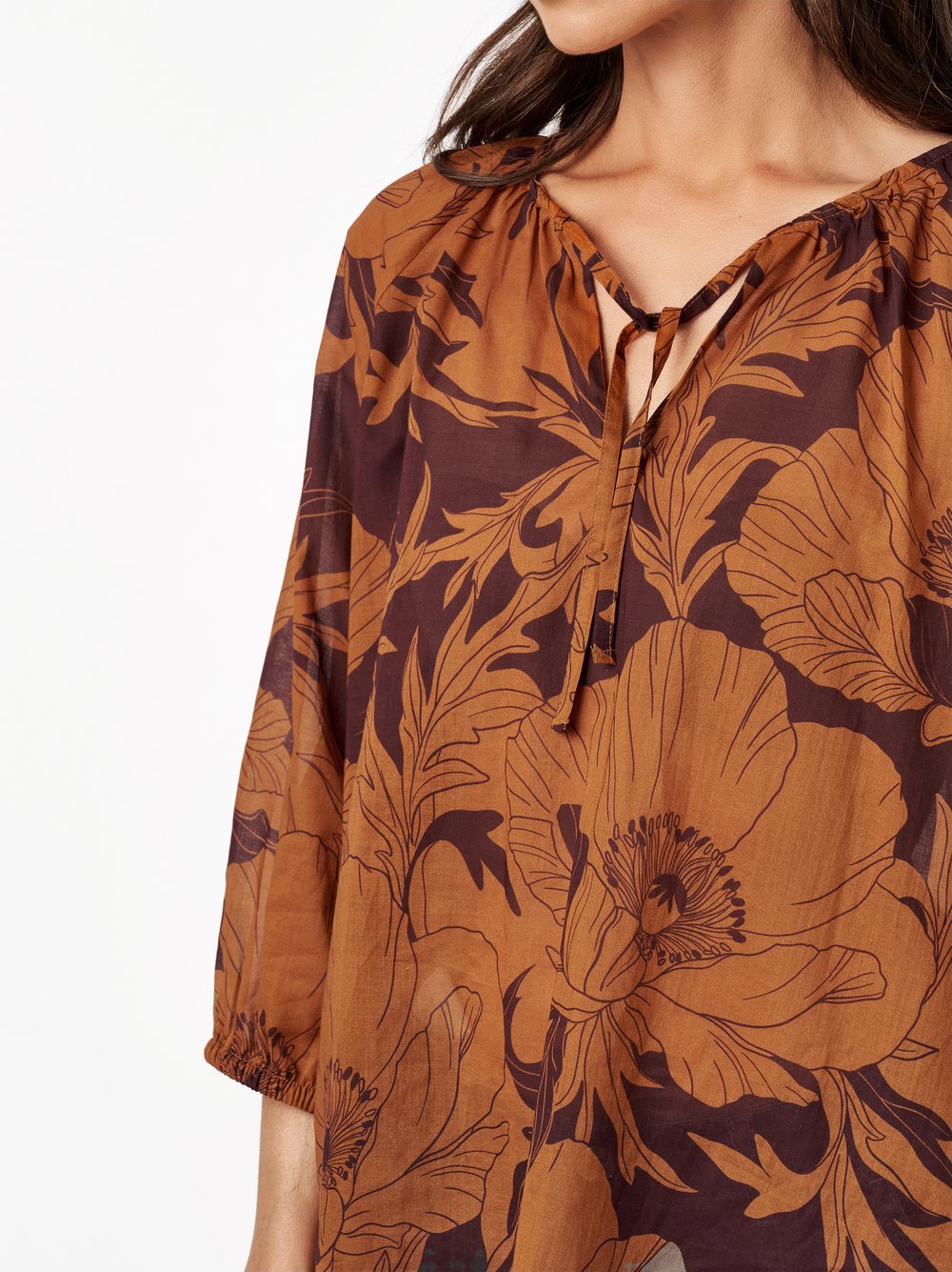 Womens blouse Conni in multicolour, blouse with a bold floral print, detail view