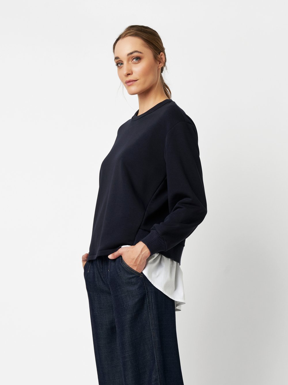 Pulli mit Blusenlayer | Style »Esme« dark blue