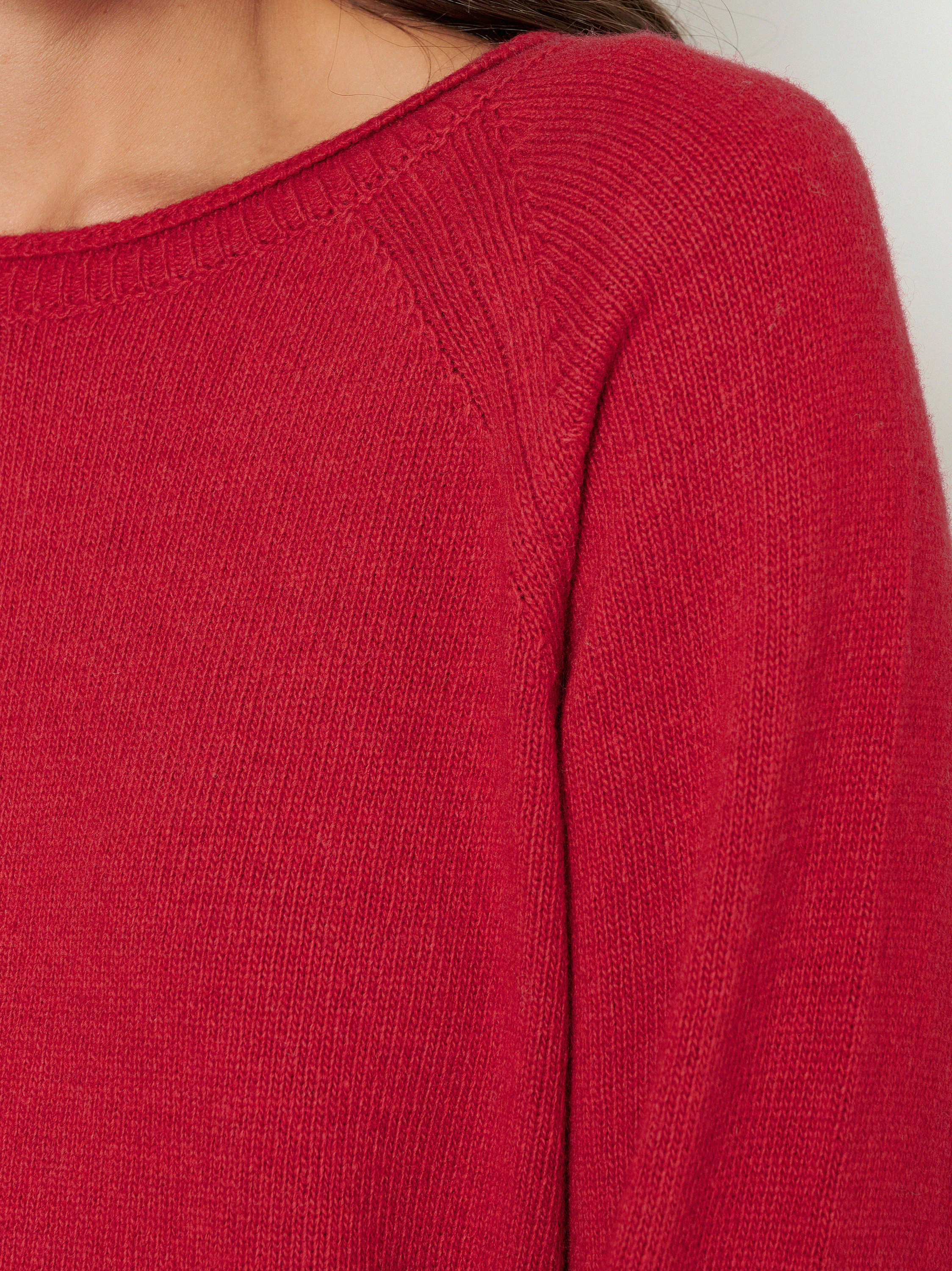 Damenpullover Gaia in Rot, Pulli aus Kaschmir-Mischung, Detailansicht