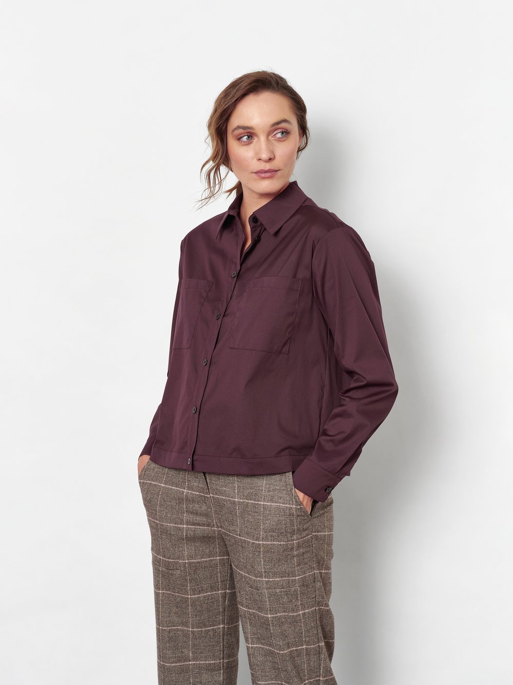 Boxy-Cut Bluse mit Brusttaschen | Style »Clyde« Bordeaux