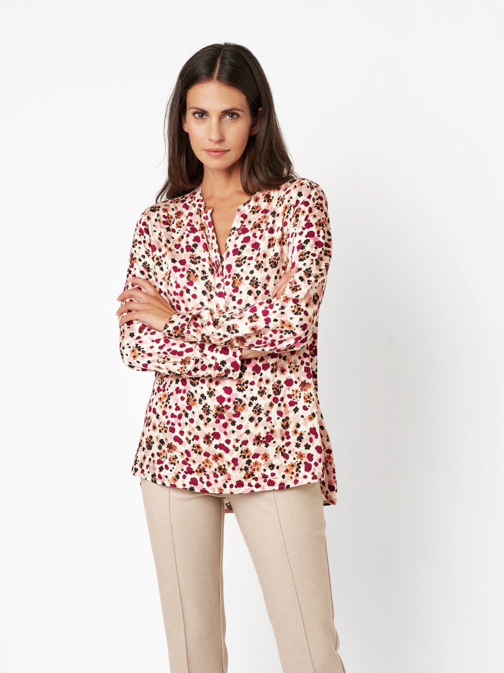 Blouse Bella multicolour rose front view