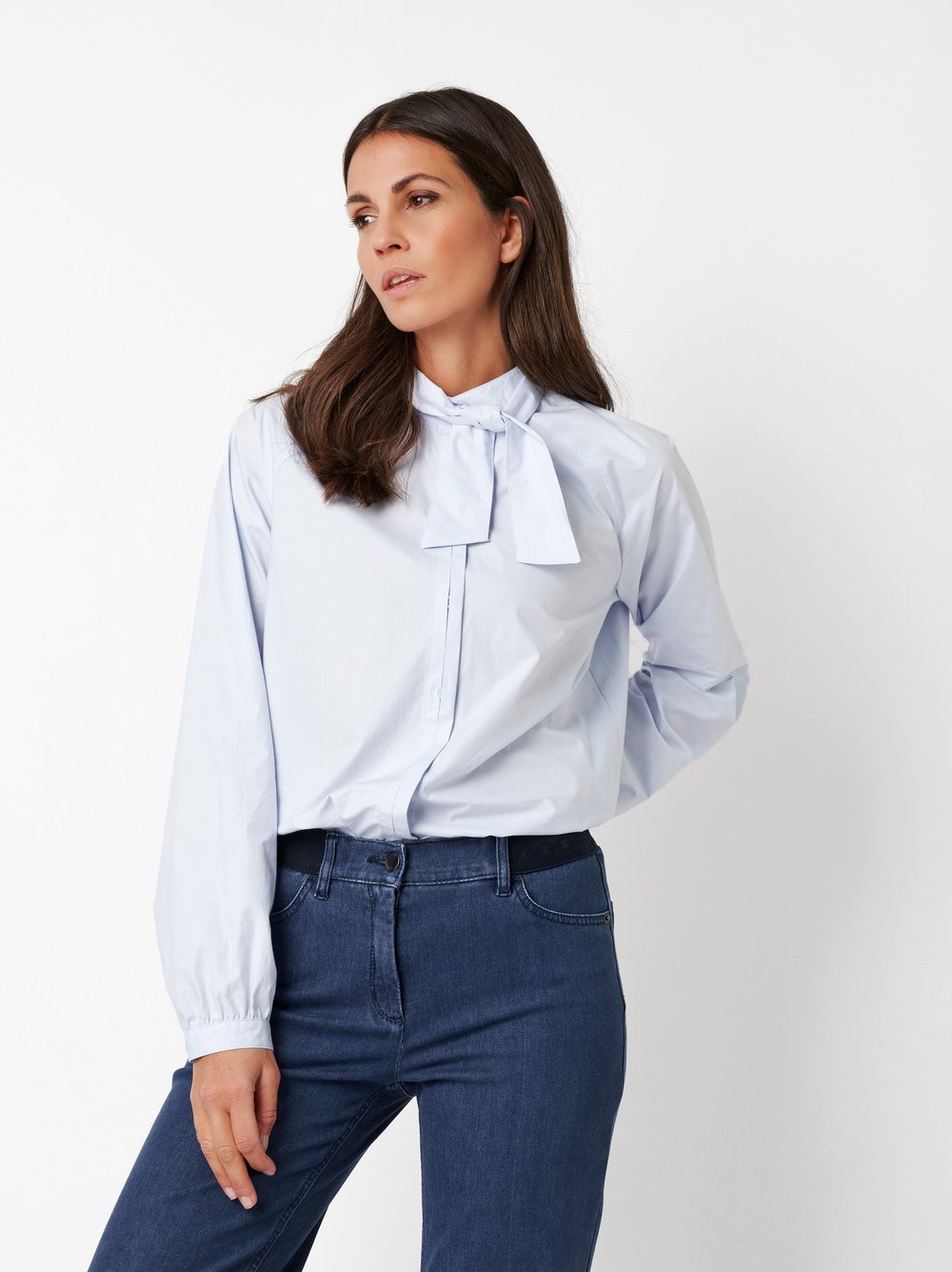 Elegante Bluse mit kurzer Schluppe | Style »Bernice« light blue