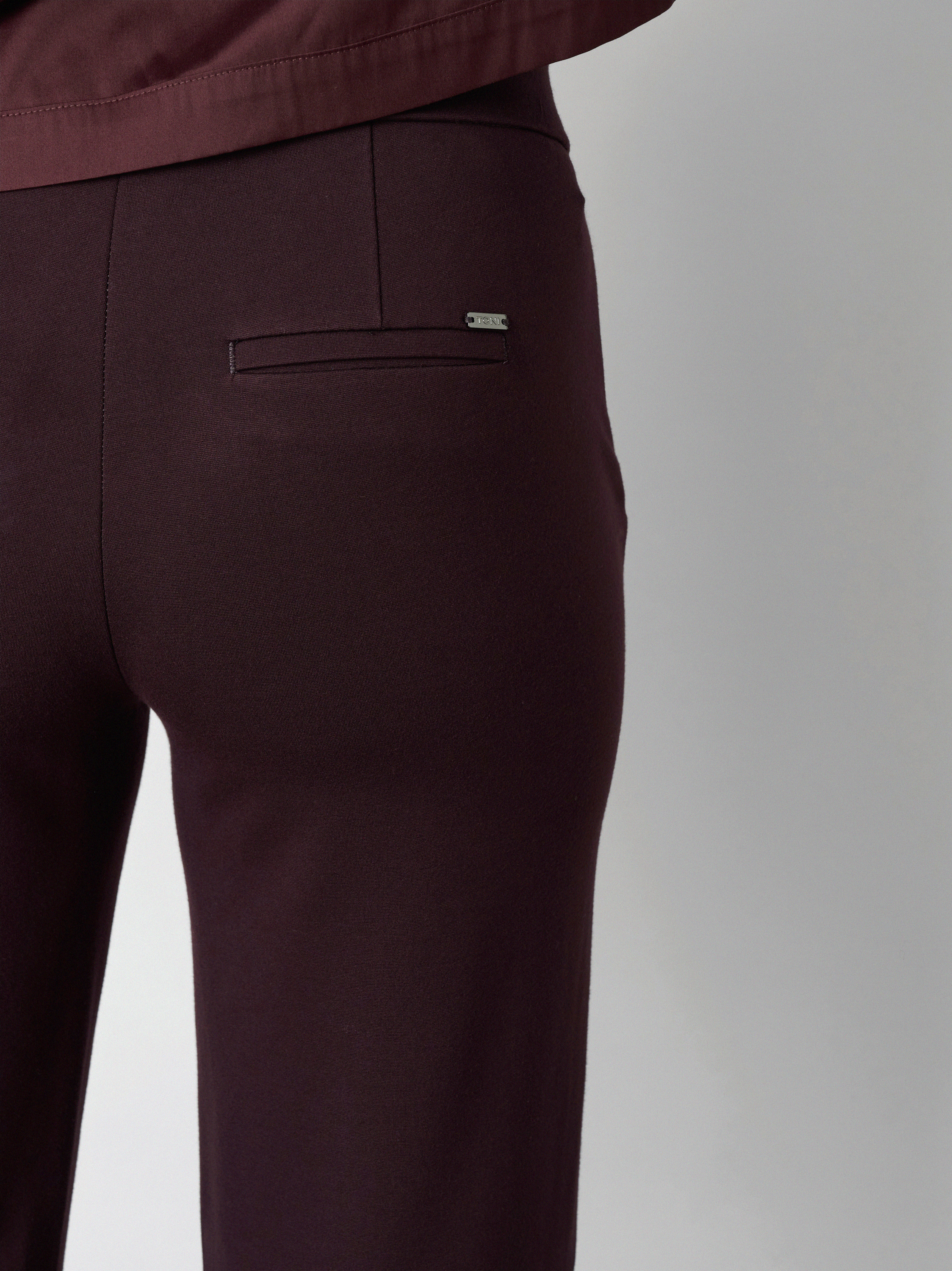 Womens trousers Jenny Wide in Bordeaux, wide-leg jersey trousers, detail view