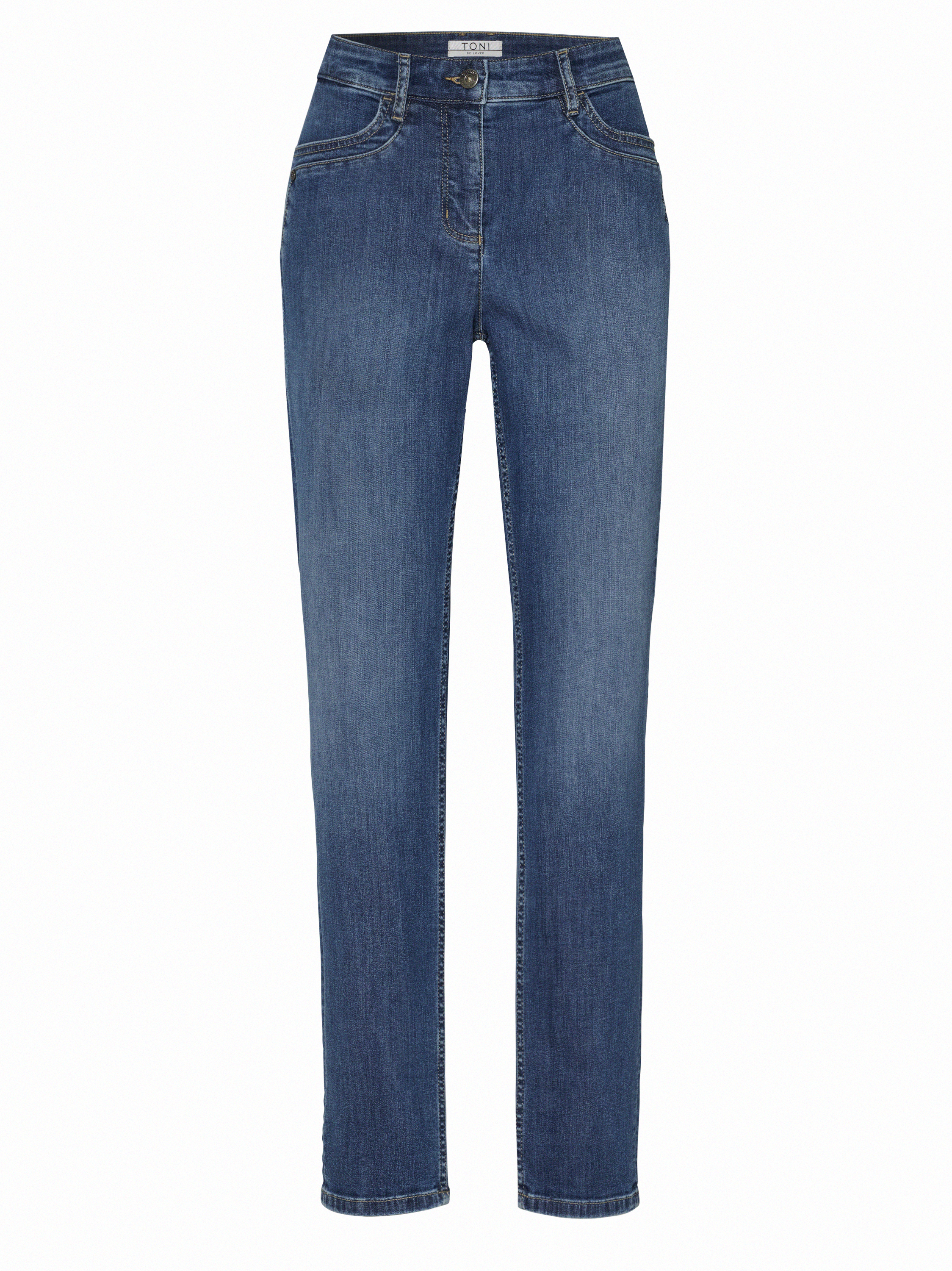 Damenjeans Be Loved in mid blue, High Waist Jeans, freigestellte Produktansicht
