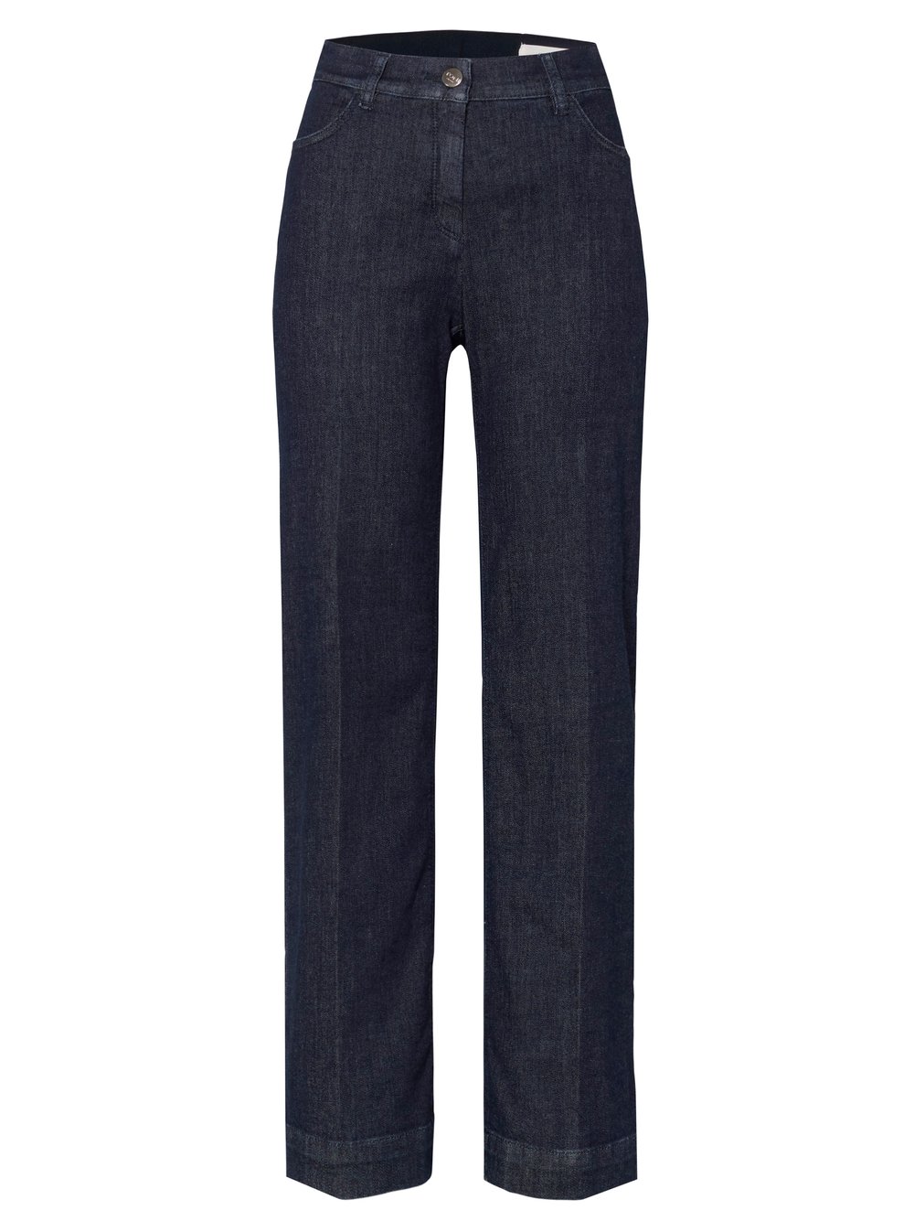 Damenhose Jenny Wide in Dark Blue, wide-Leg Jeans mit sportivem Bund, freigestellte Produktansicht