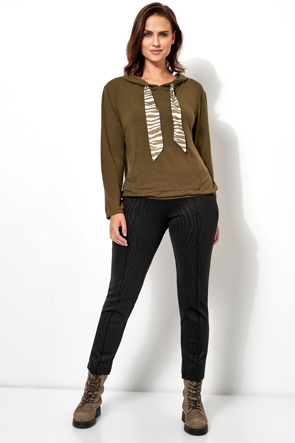 Gemusterte, schmale Schlupfhose | Style »Jenny« black