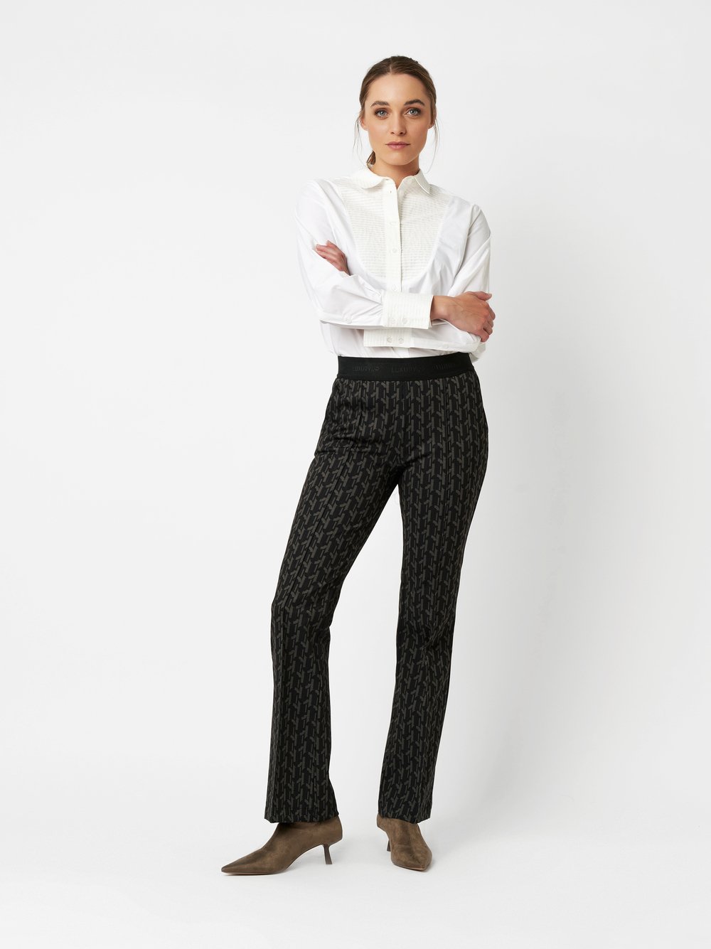 Gemusterte Flared | Style »Jenny« black/oliv