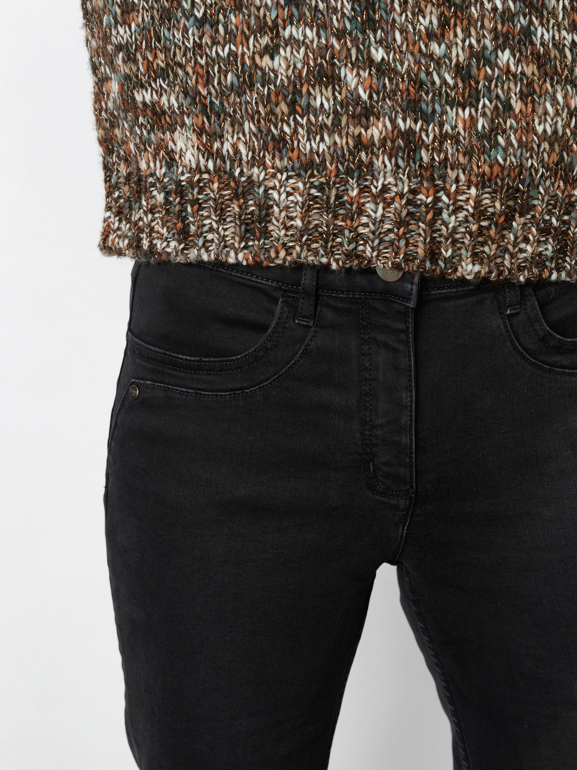 Damenjeans Be Loved in Anthrazit, slim-Fit Jeans mit hohem Bund, Detailansicht