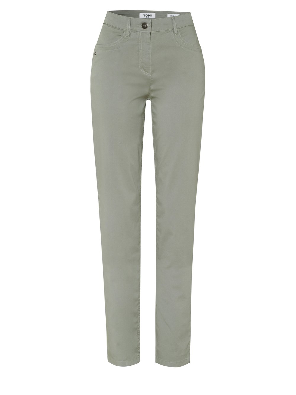 Damenhose Be Loved in khaki, High Waist Hose aus softer Baumwolle, freigestellte Produktansicht