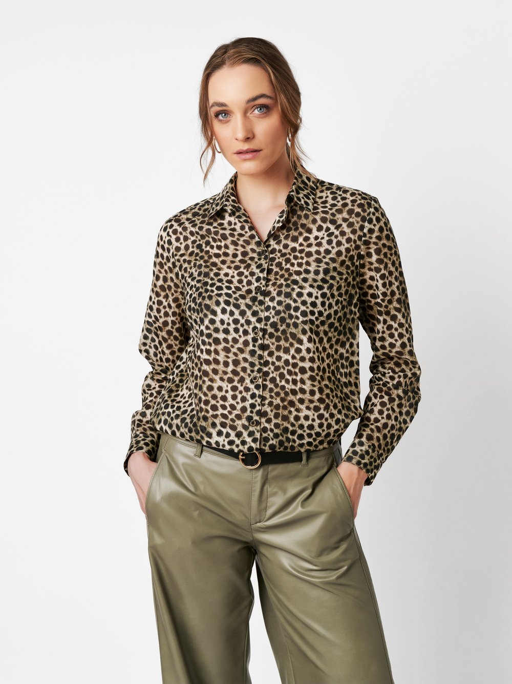 Blouse Clay khaki/black front view Blouse Clay khaki/black front view