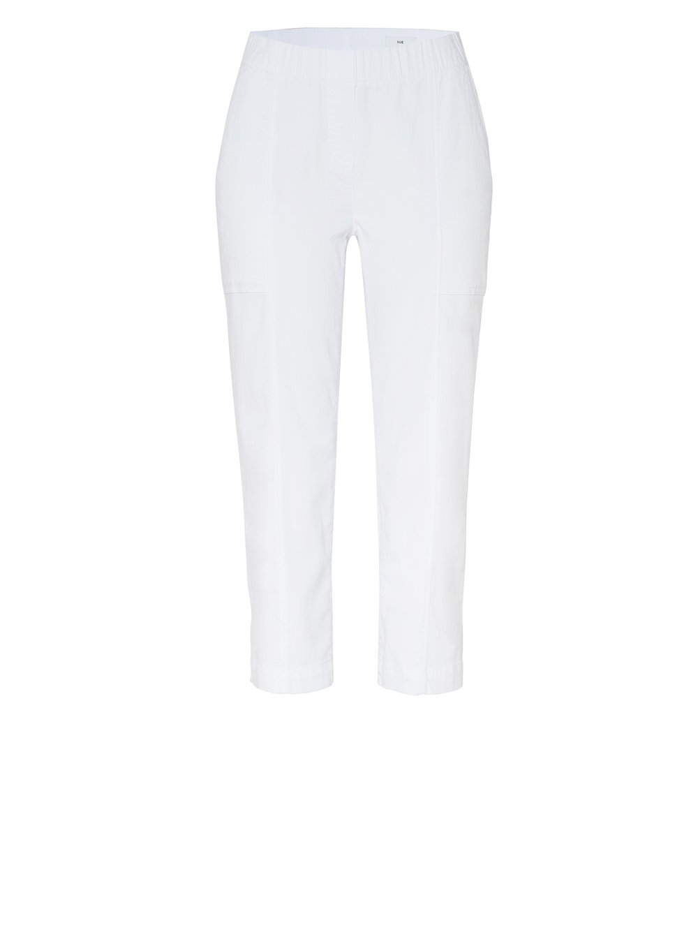 Damenhose Sue 3/4 in white, Luftige 3/4-Jogpants mit Teilungsnaehten, freigestellte Produktansicht