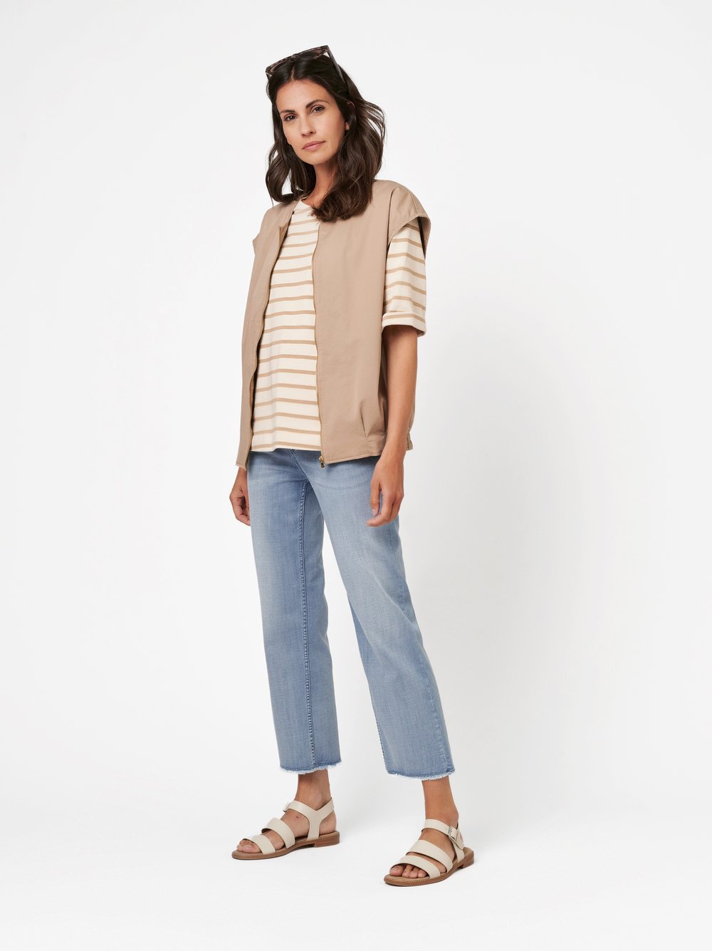 3/4-Jeans mit ausgefransten Säumen | Style »Ella« light blue