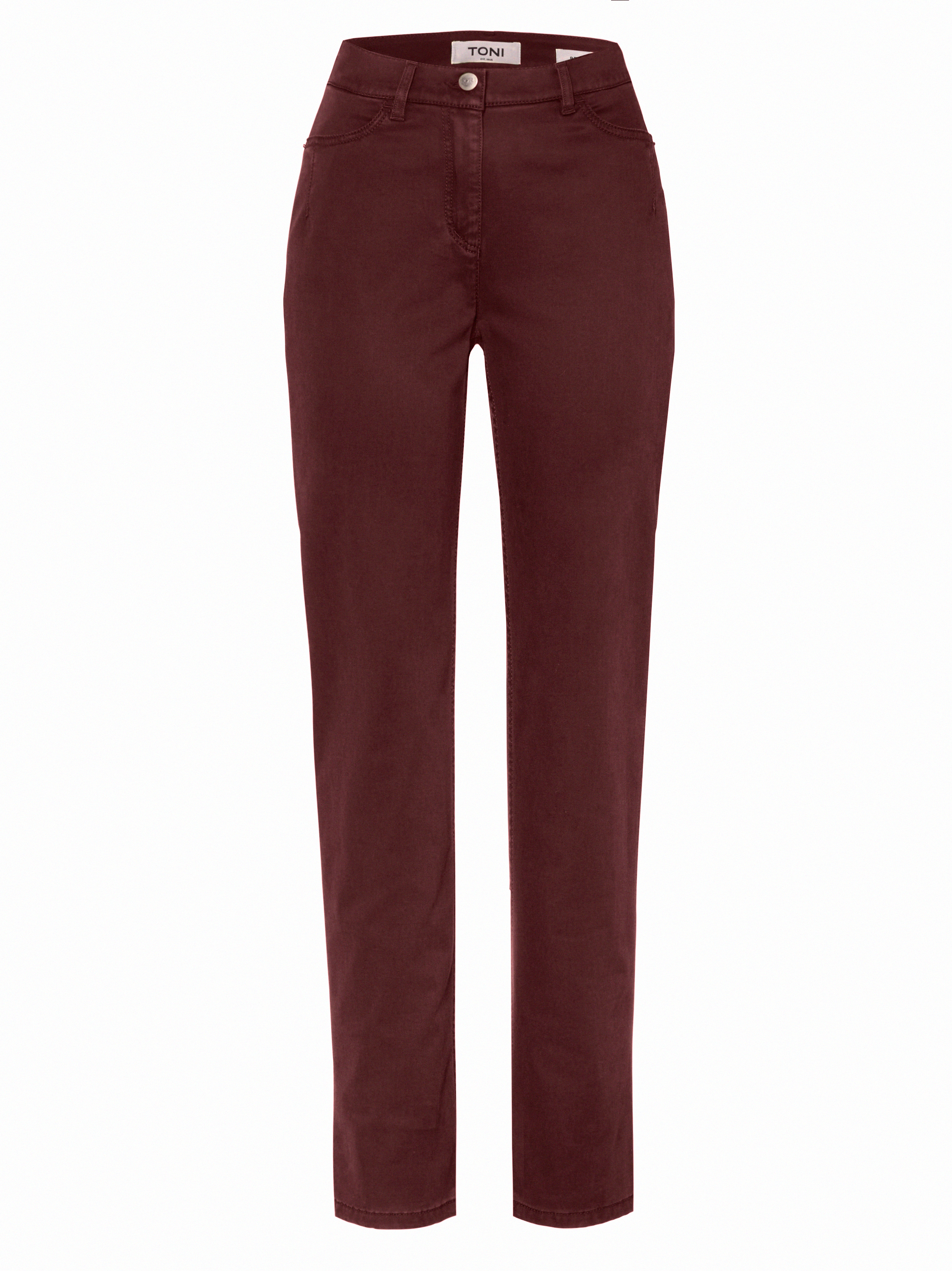 Damenhose Be Loved in Beere, high-Waist Hose aus Baumwollsatin, freigestellte Produktansicht