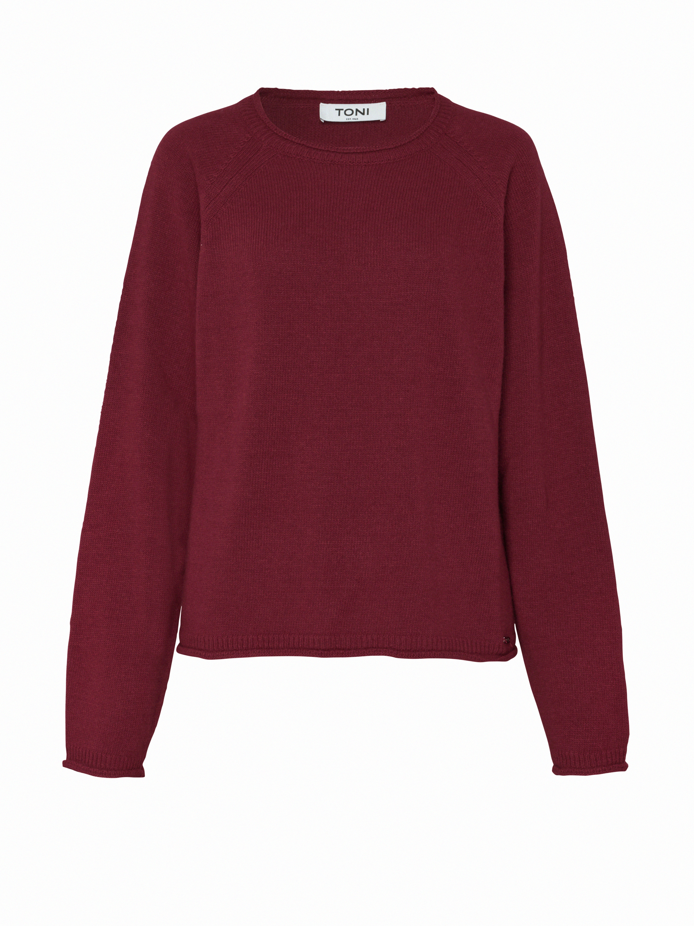 Damenpullover Gaia in Bordeaux, Pulli aus Kaschmir-Mischung, freigestellte Produktansicht
