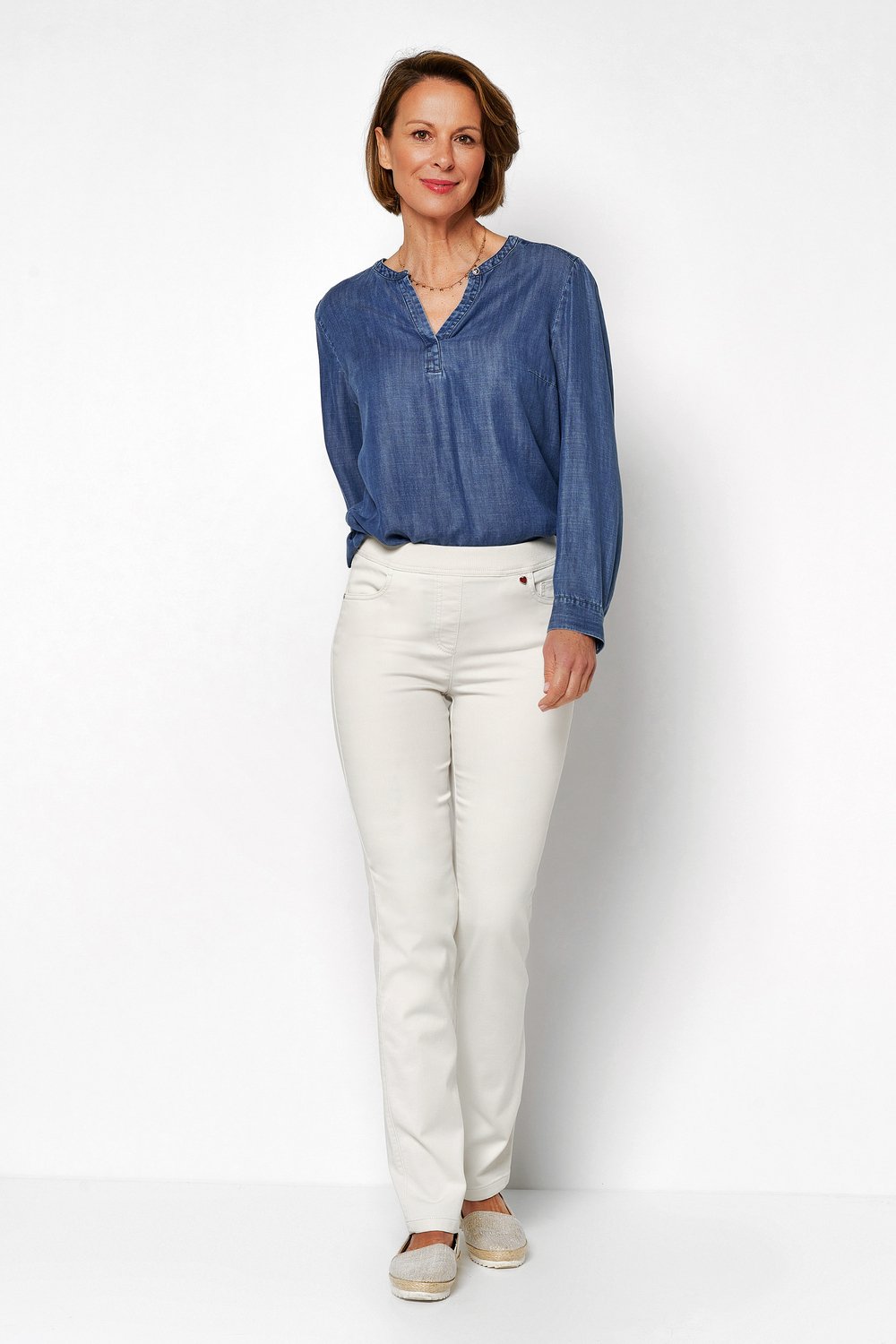 5-Pocket pants with a jersey waistband | Style »My Darling« light grey