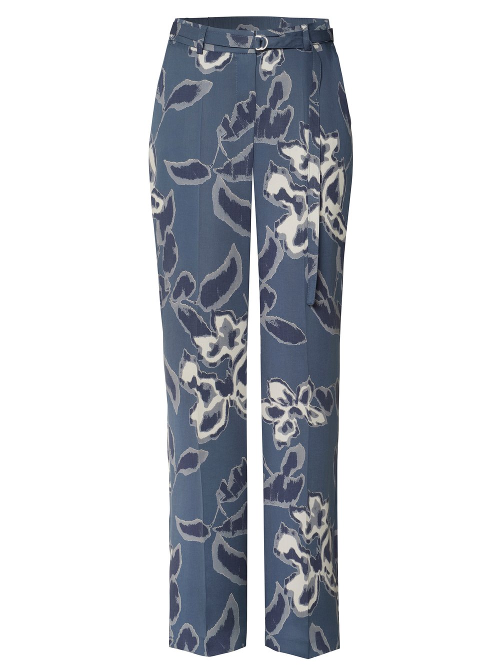 Damenhose Luisa Wide in blue, Feinfallende Hose mit Bluetenprint, freigestellte Produktansicht