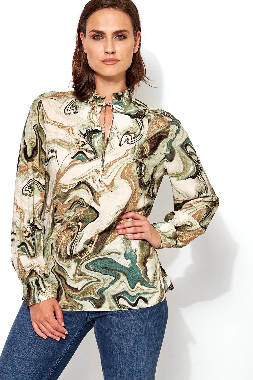 Bluse mit Marmordruck und Rüschen | Style »Cayla« multicoloured