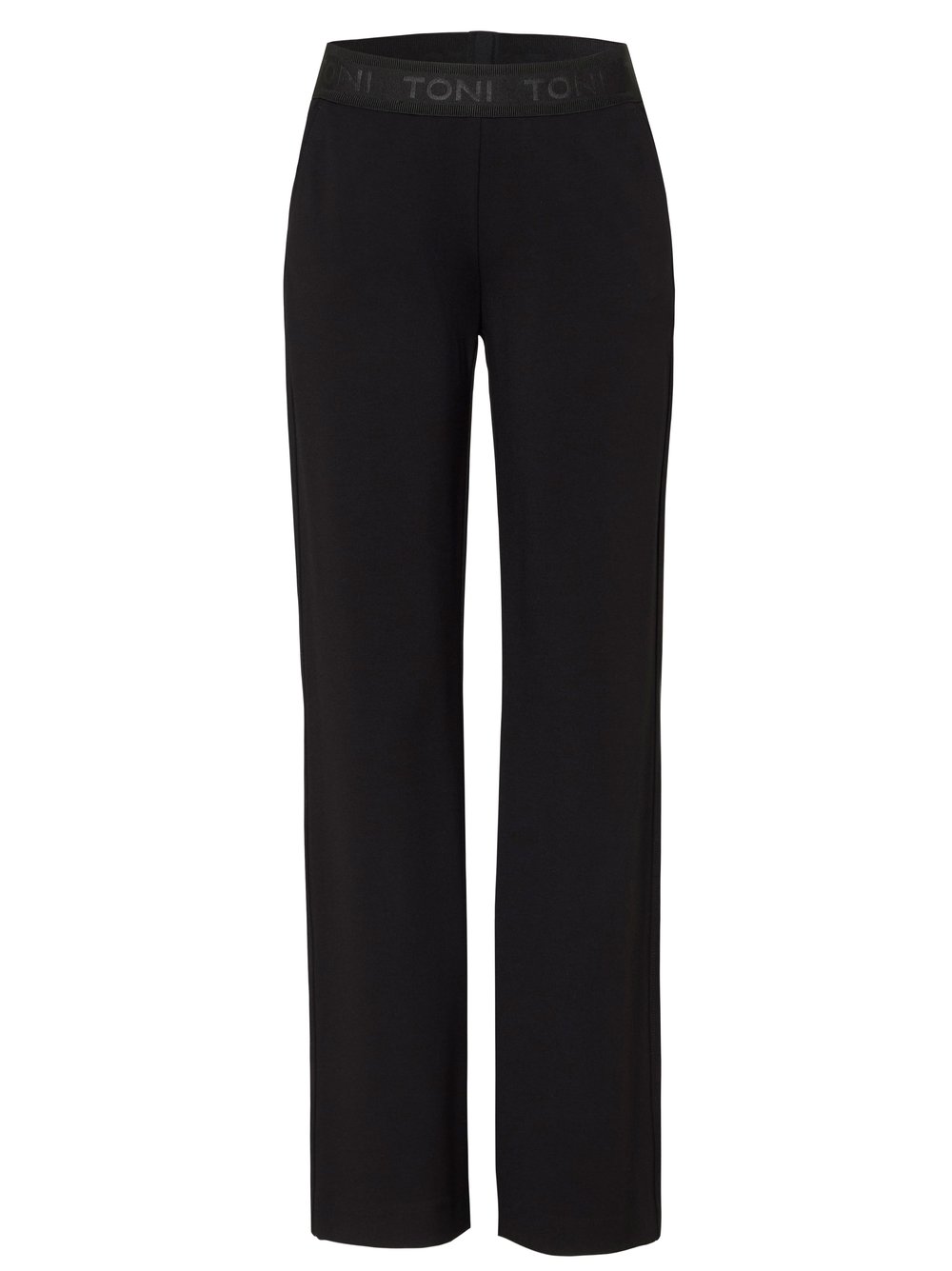 Damenhose Jenny Wide in Schwarz, wide-Leg Hose mit sportivem Bund, freigestellte Produktansicht