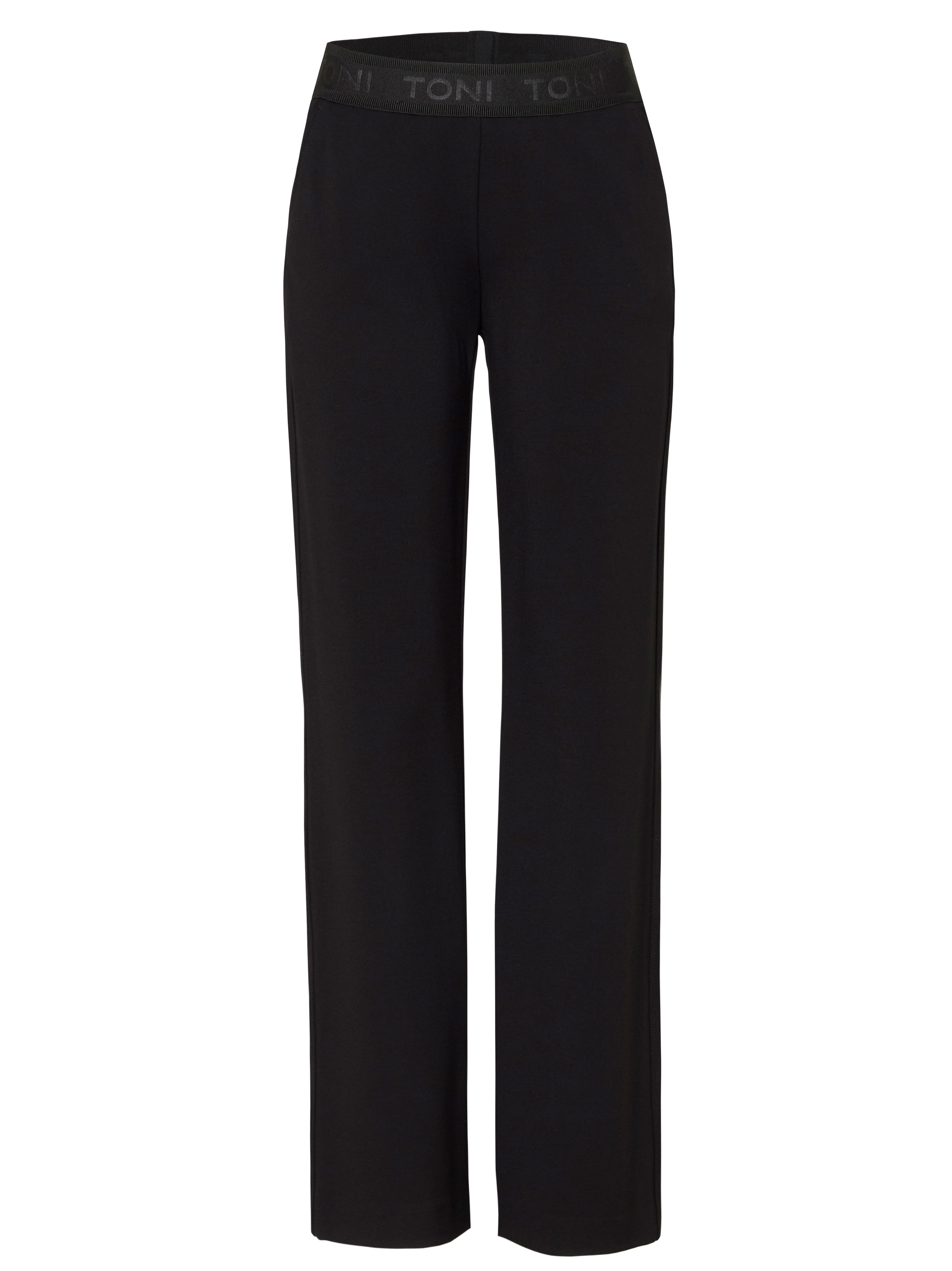 Damenhose Jenny Wide in Schwarz, wide-Leg Hose mit sportivem Bund, freigestellte Produktansicht