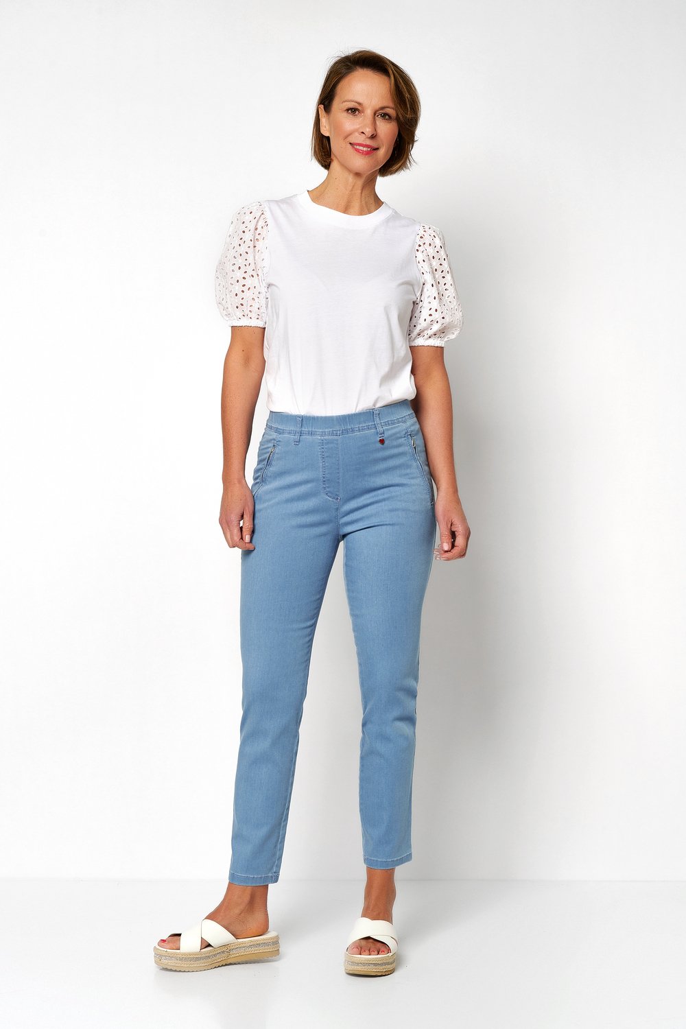 7/8-Jeans mit Zippertaschen | Style »Alice« light blue