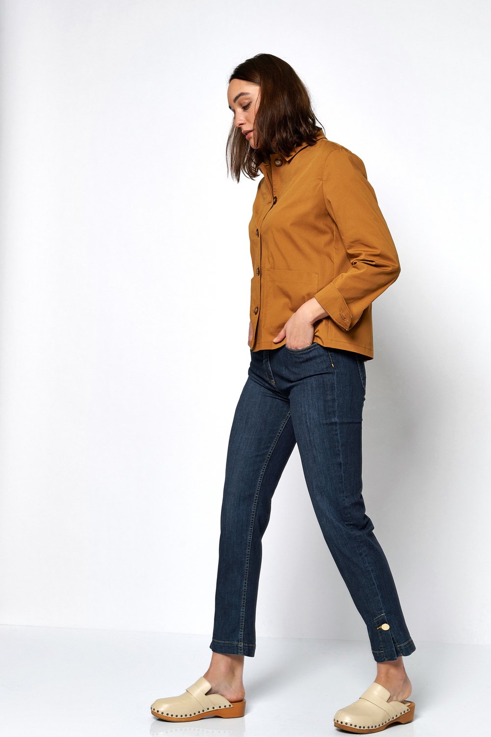 7/8 jeans with golden buttons | Style »be loved« dark blue