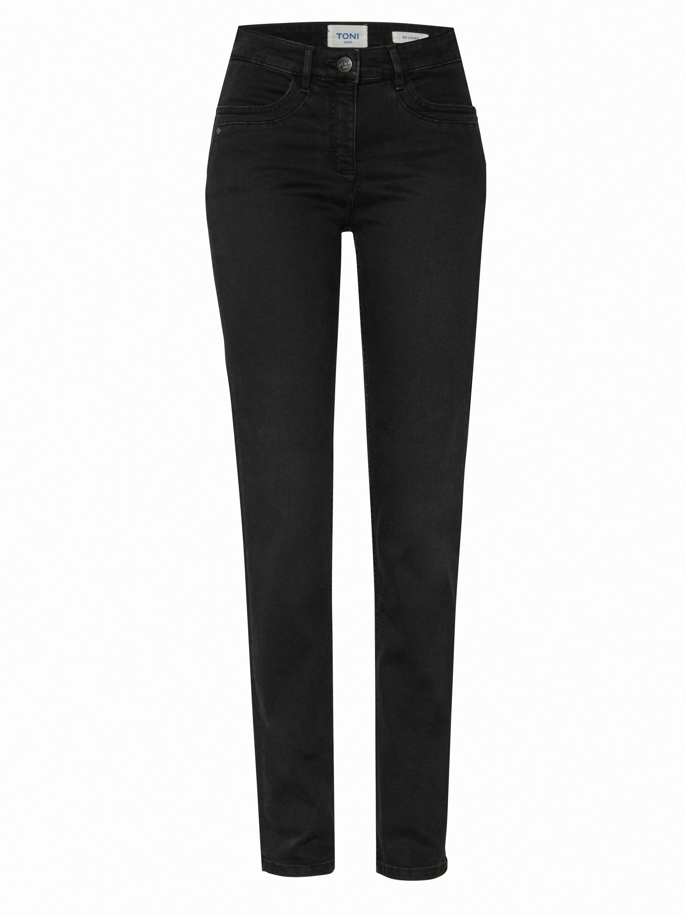 Damenjeans Be Loved in Anthrazit, slim-Fit Jeans mit hohem Bund, freigestellte Produktansicht