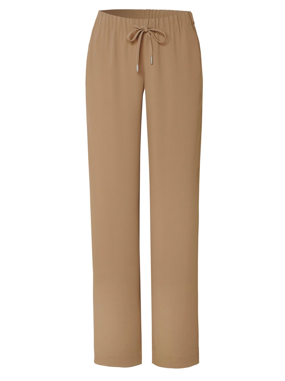 Damenhose Sue Wide in brown, weite Jogpants mit Galonstreifen, freigestellte Produktansicht