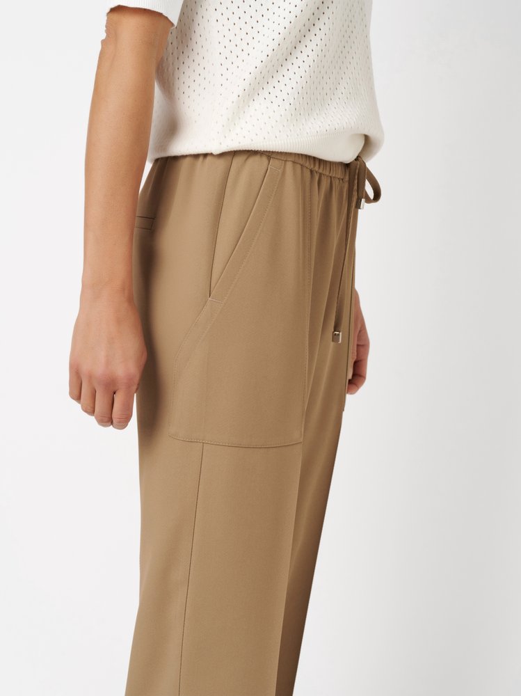 Womens trousers Sue Ankle in brown, casual twill pants in cargo style, detail view