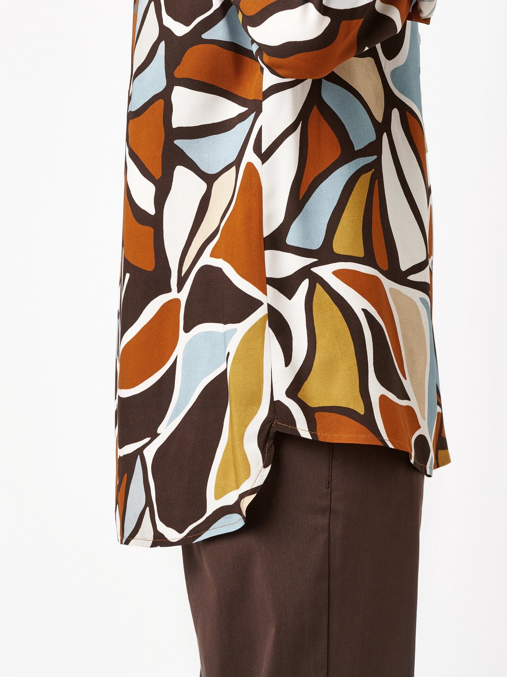 Womens blouse Bella in multicolour, silky blouse with an art-inspired floral print, detail view