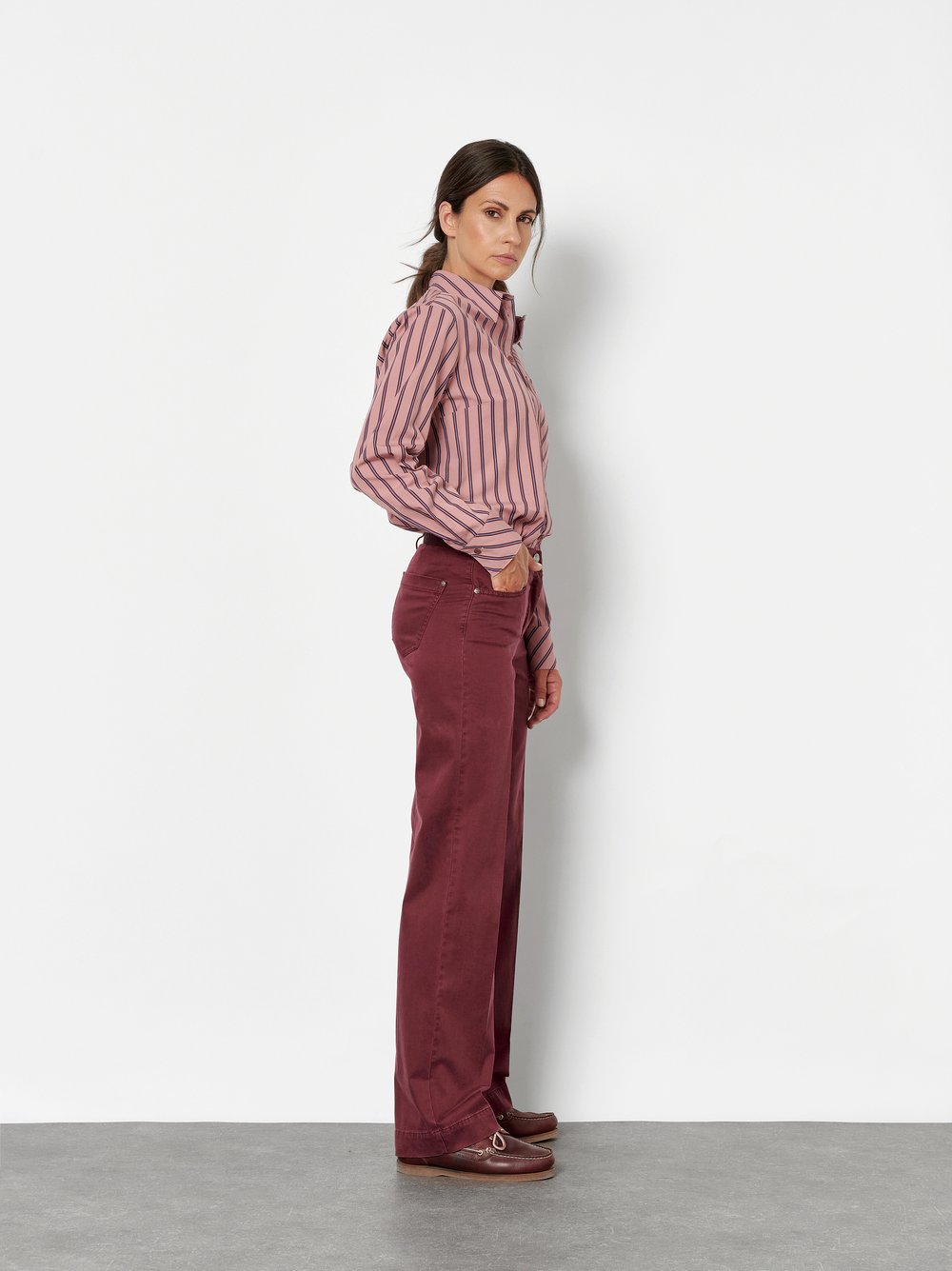 Wide-Leg Hose aus Baumwollsatin | Style »Jenny Wide« Beere