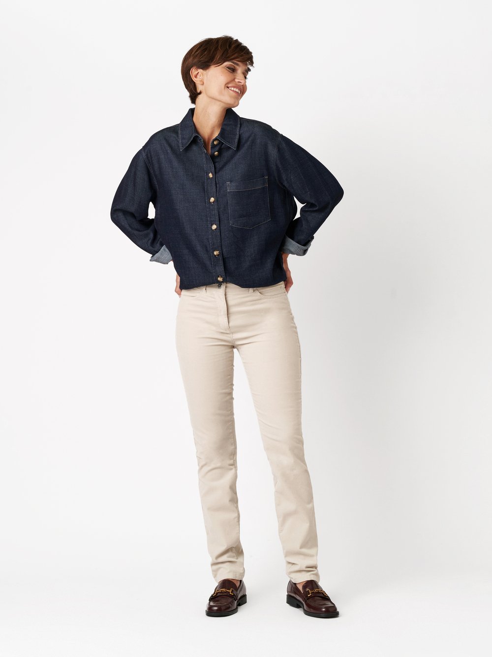 Hose be loved light beige Outfitansicht Hose be loved light beige Outfitansicht