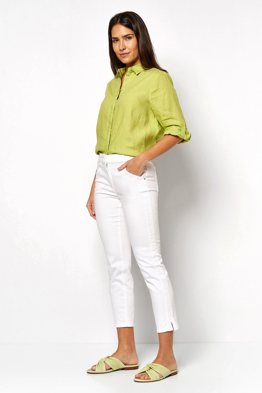 7/8 Jeans with double side seams | Style »be loved« white