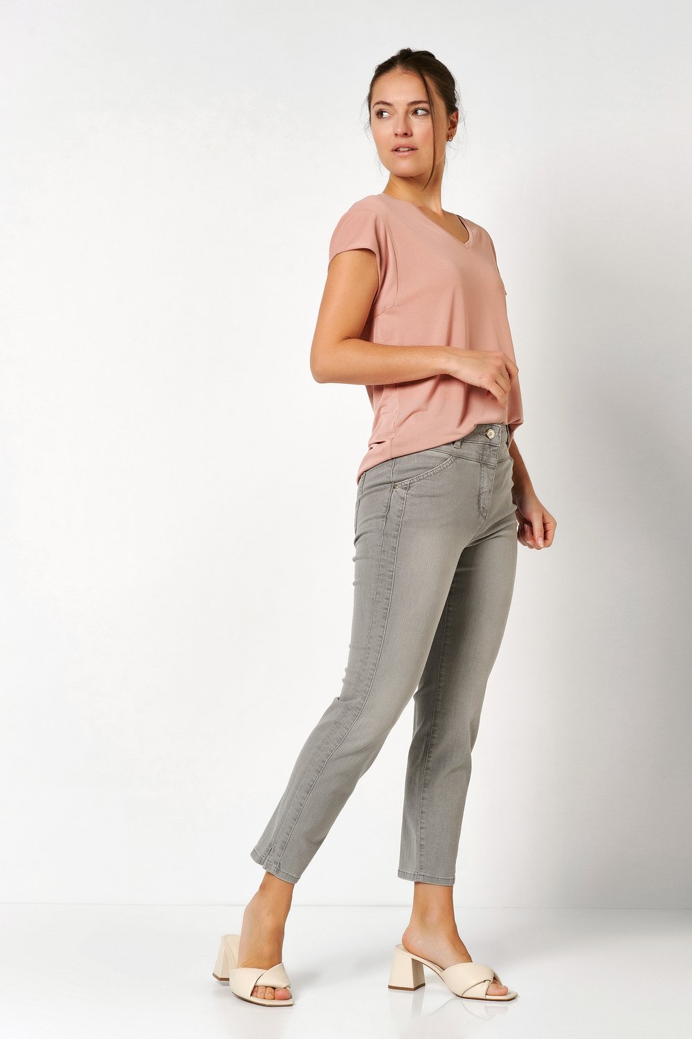 7/8-Jeans mit doppelter Seitennaht | Style »be loved« light grey