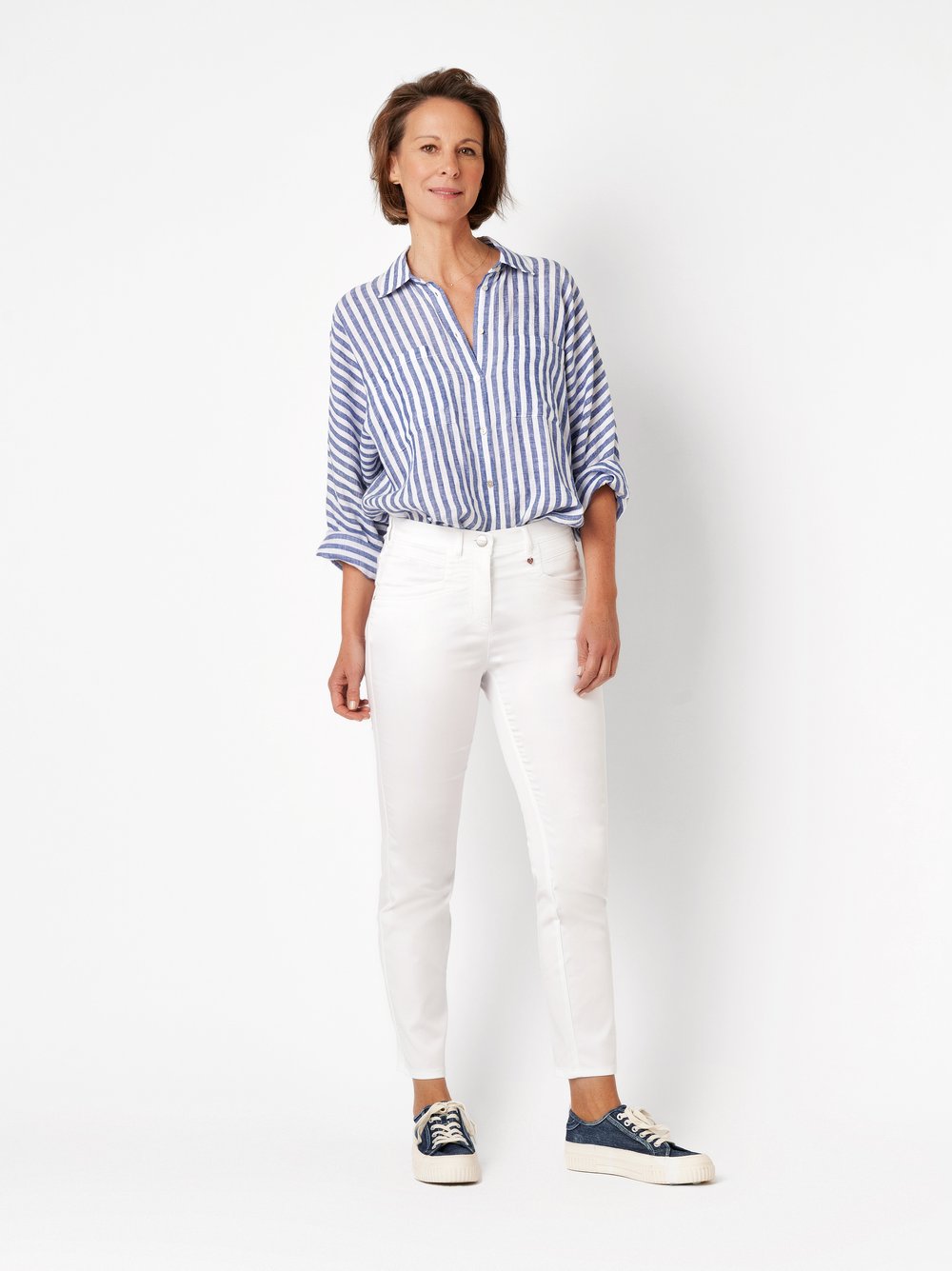 Damenhose Meine beste Freundin 7/8 in white, Sommerliche 7/8-Hose, Outfitansicht am Model